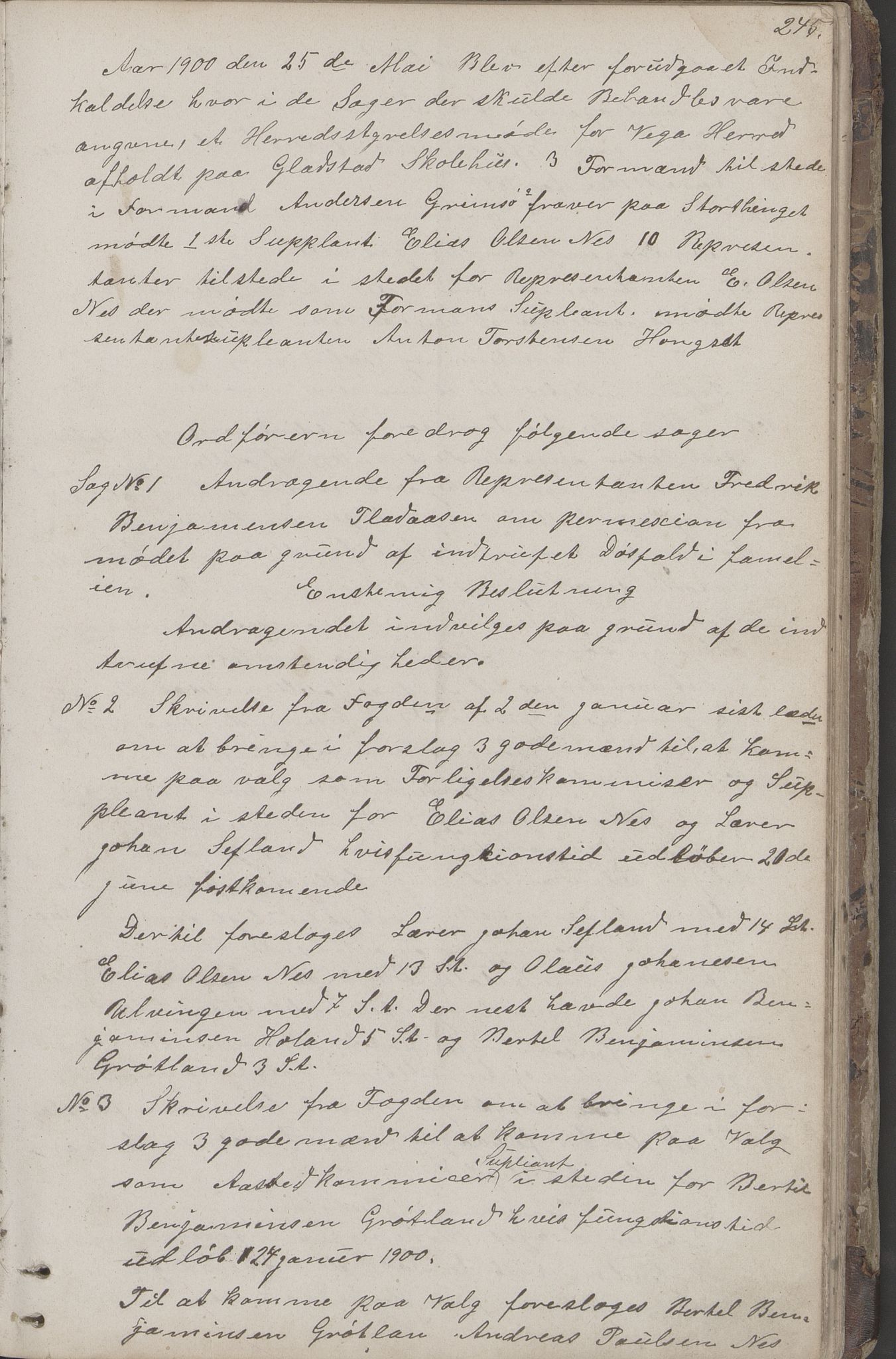 Vega kommune. Formannskapet, AIN/K-18150.150/A/L0003: Møtebok, 1879-1901, s. 245