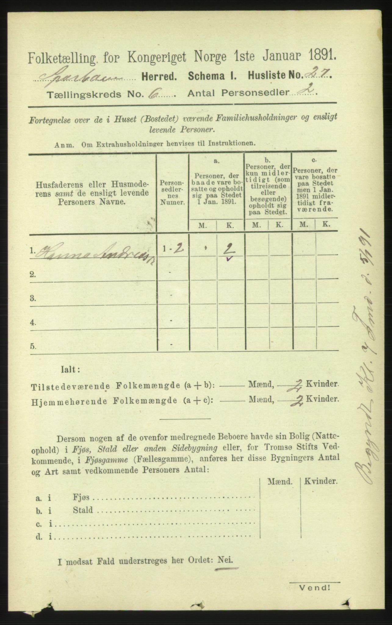 RA, Folketelling 1891 for 1731 Sparbu herred, 1891, s. 2147