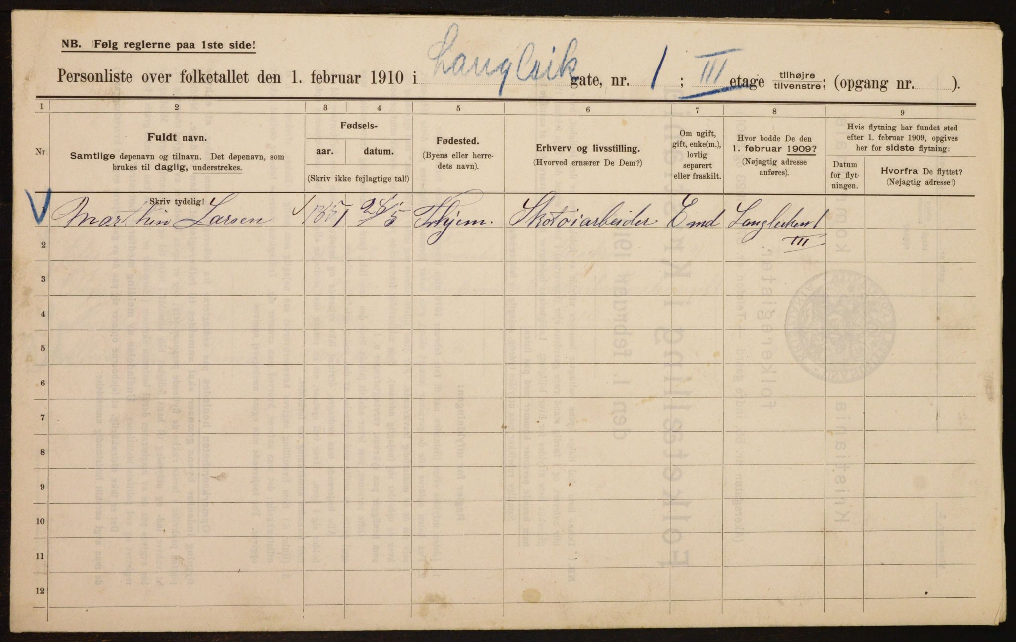 OBA, Kommunal folketelling 1.2.1910 for Kristiania, 1910, s. 54888