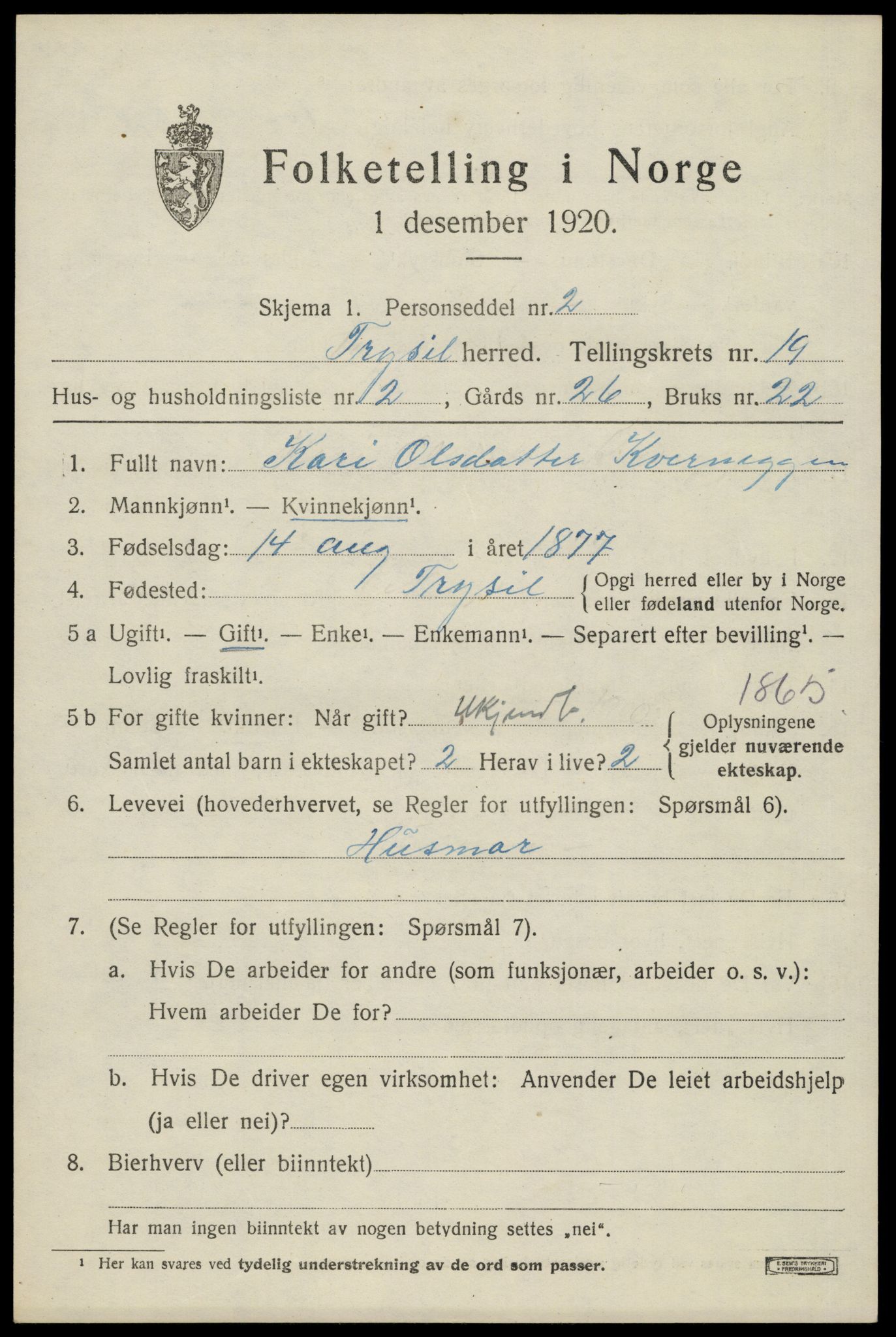 SAH, Folketelling 1920 for 0428 Trysil herred, 1920, s. 12737