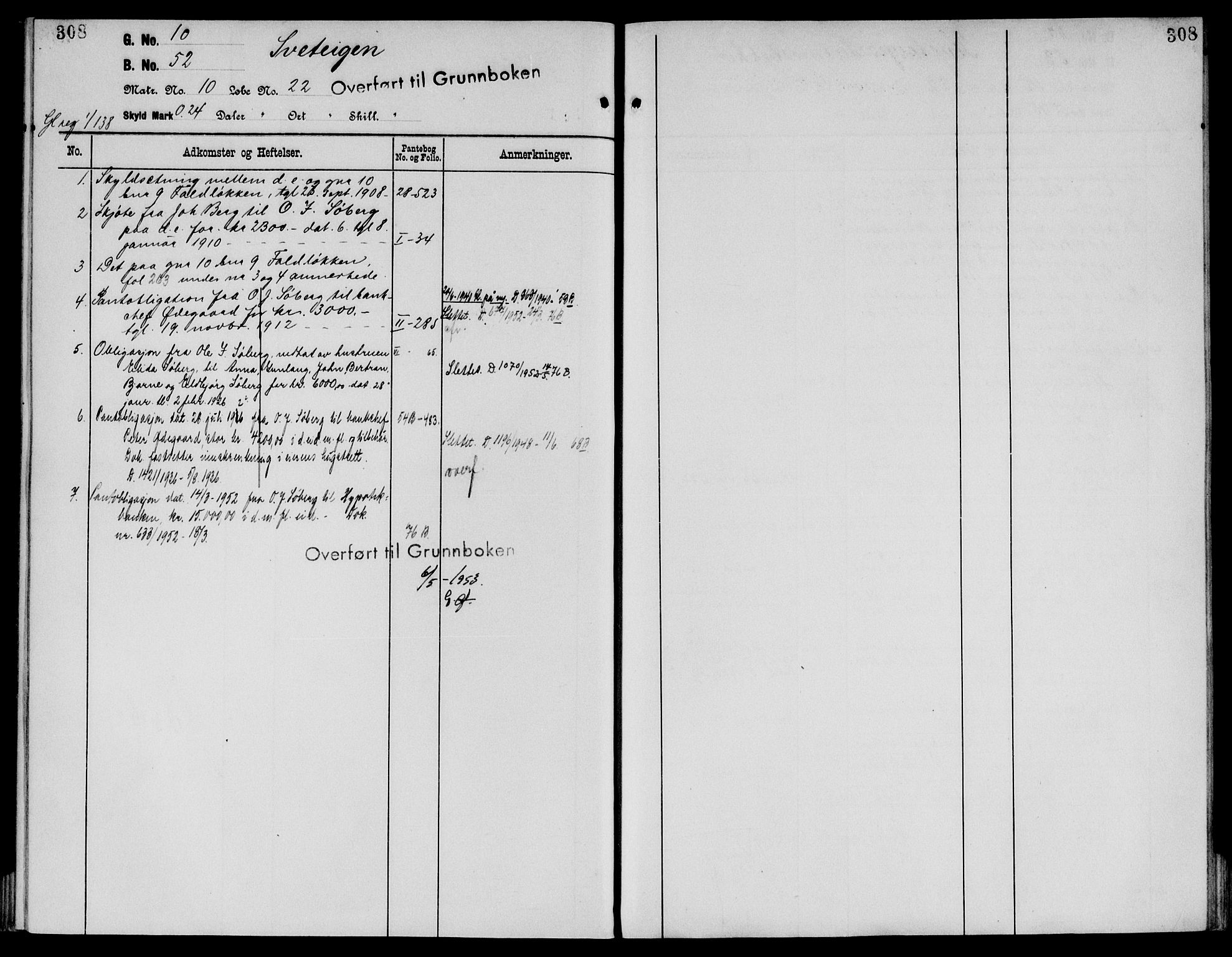 Sør-Østerdal sorenskriveri, AV/SAH-TING-018/H/Ha/Haa/L0019: Panteregister nr. 1, 1922-1954, s. 308