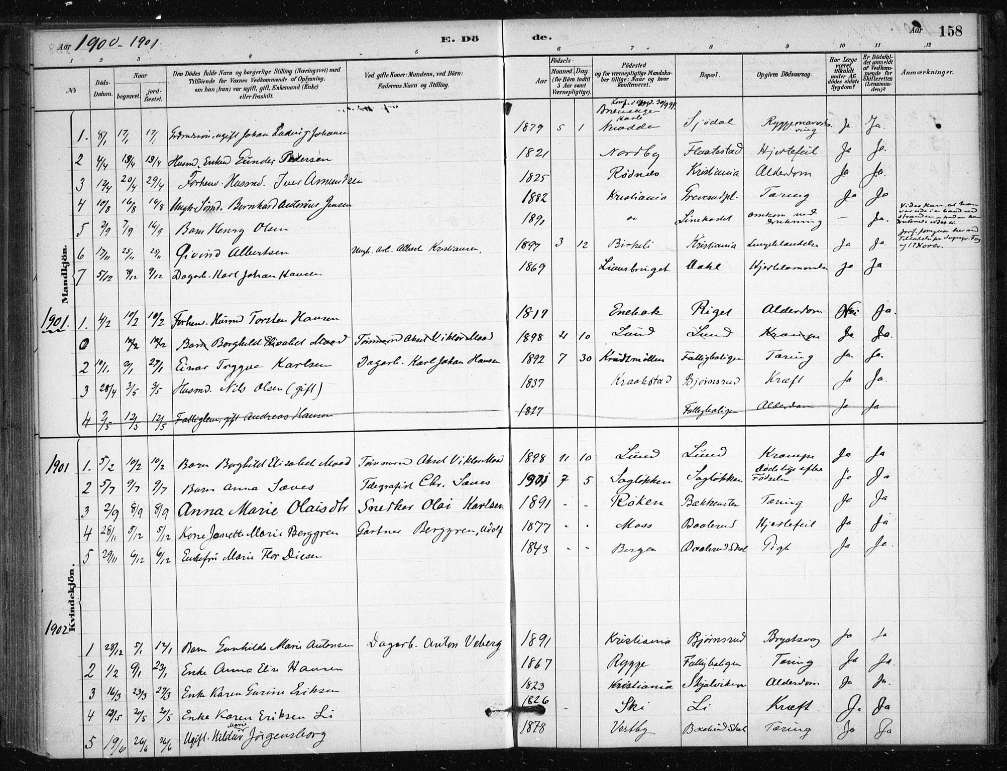 Nesodden prestekontor Kirkebøker, AV/SAO-A-10013/F/Fb/L0001: Ministerialbok nr. II 1, 1880-1915, s. 158