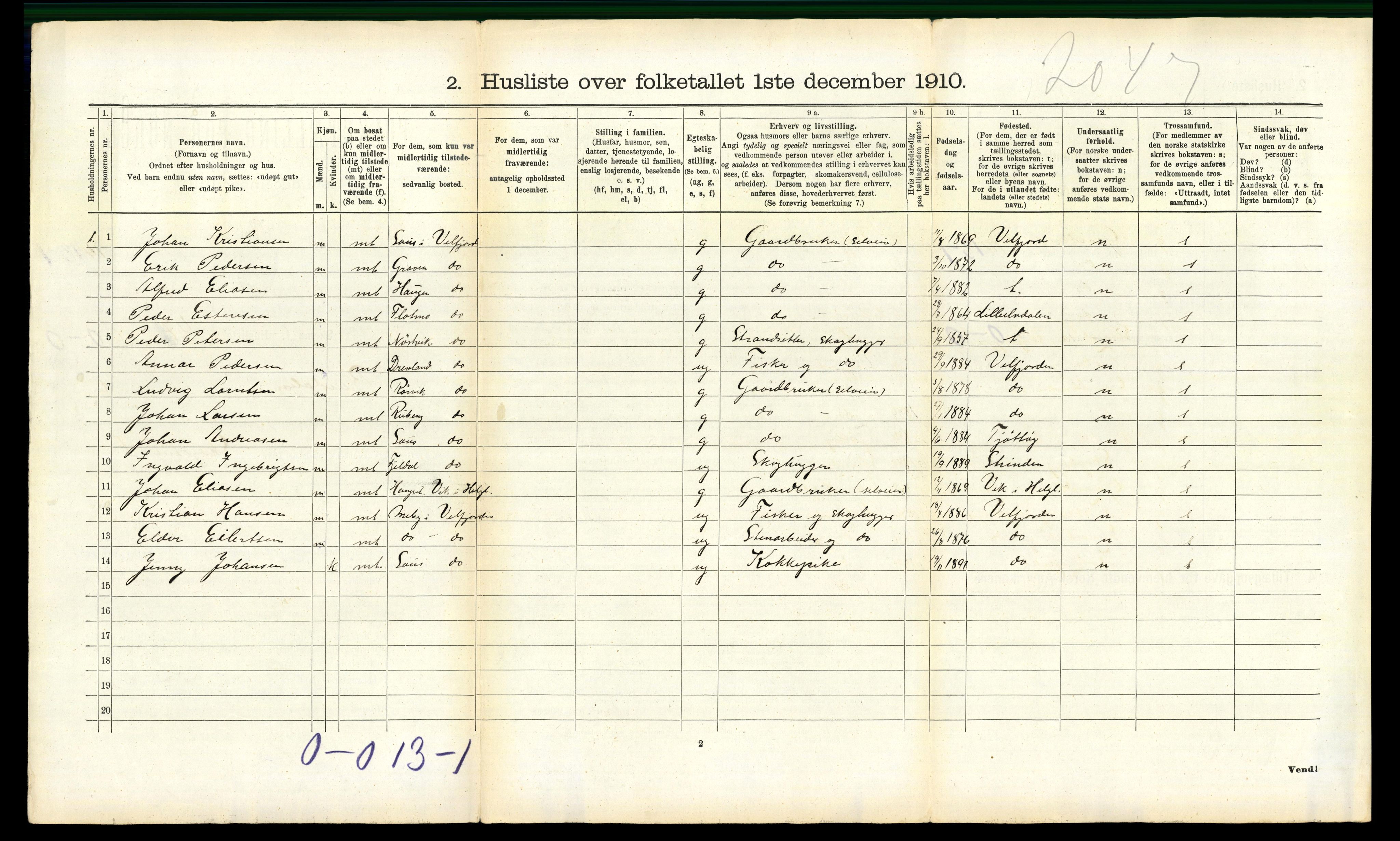 RA, Folketelling 1910 for 1811 Bindal herred, 1910, s. 643