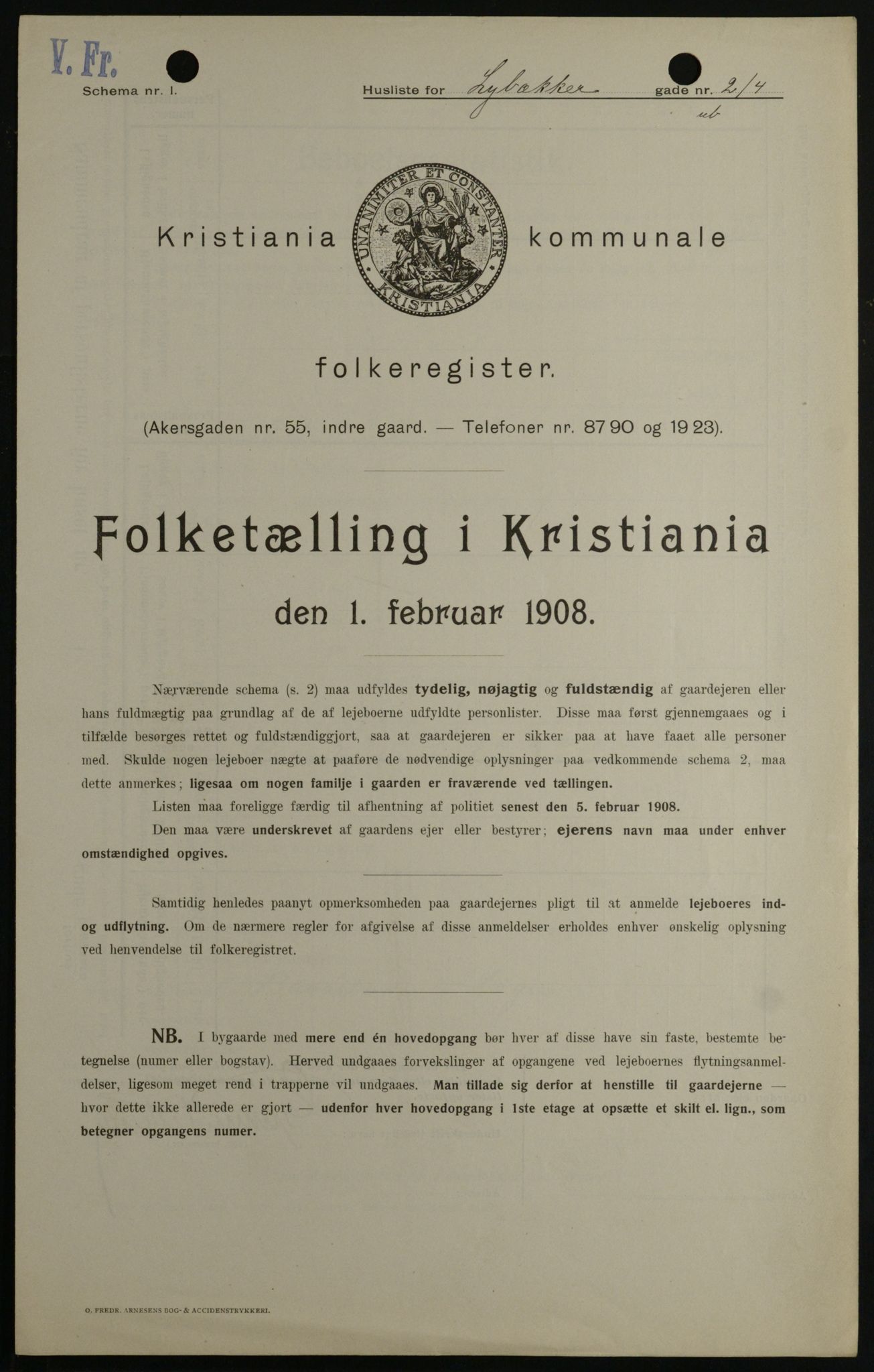 OBA, Kommunal folketelling 1.2.1908 for Kristiania kjøpstad, 1908, s. 52326