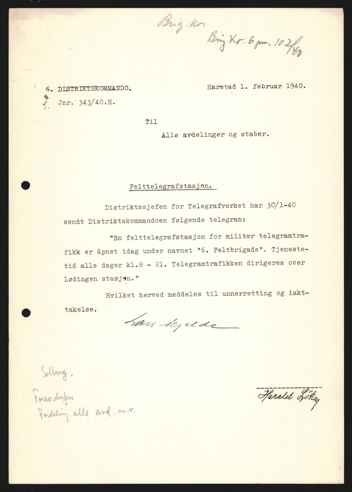 Forsvaret, Forsvarets krigshistoriske avdeling, RA/RAFA-2017/Y/Yb/L0130: II-C-11-600  -  6. Divisjon / 6. Distriktskommando, 1940, s. 432