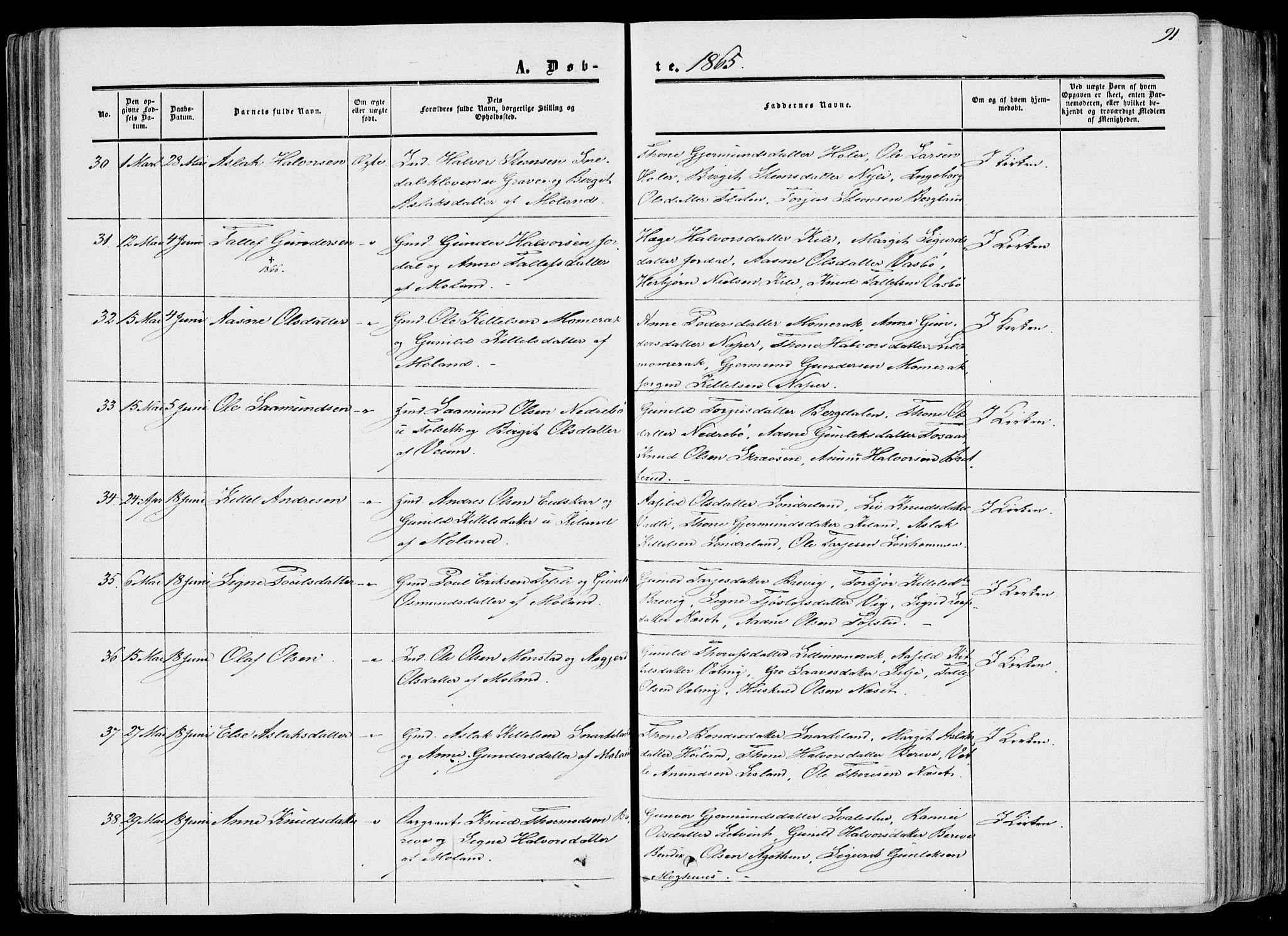 Fyresdal kirkebøker, AV/SAKO-A-263/F/Fa/L0005: Ministerialbok nr. I 5, 1855-1871, s. 91