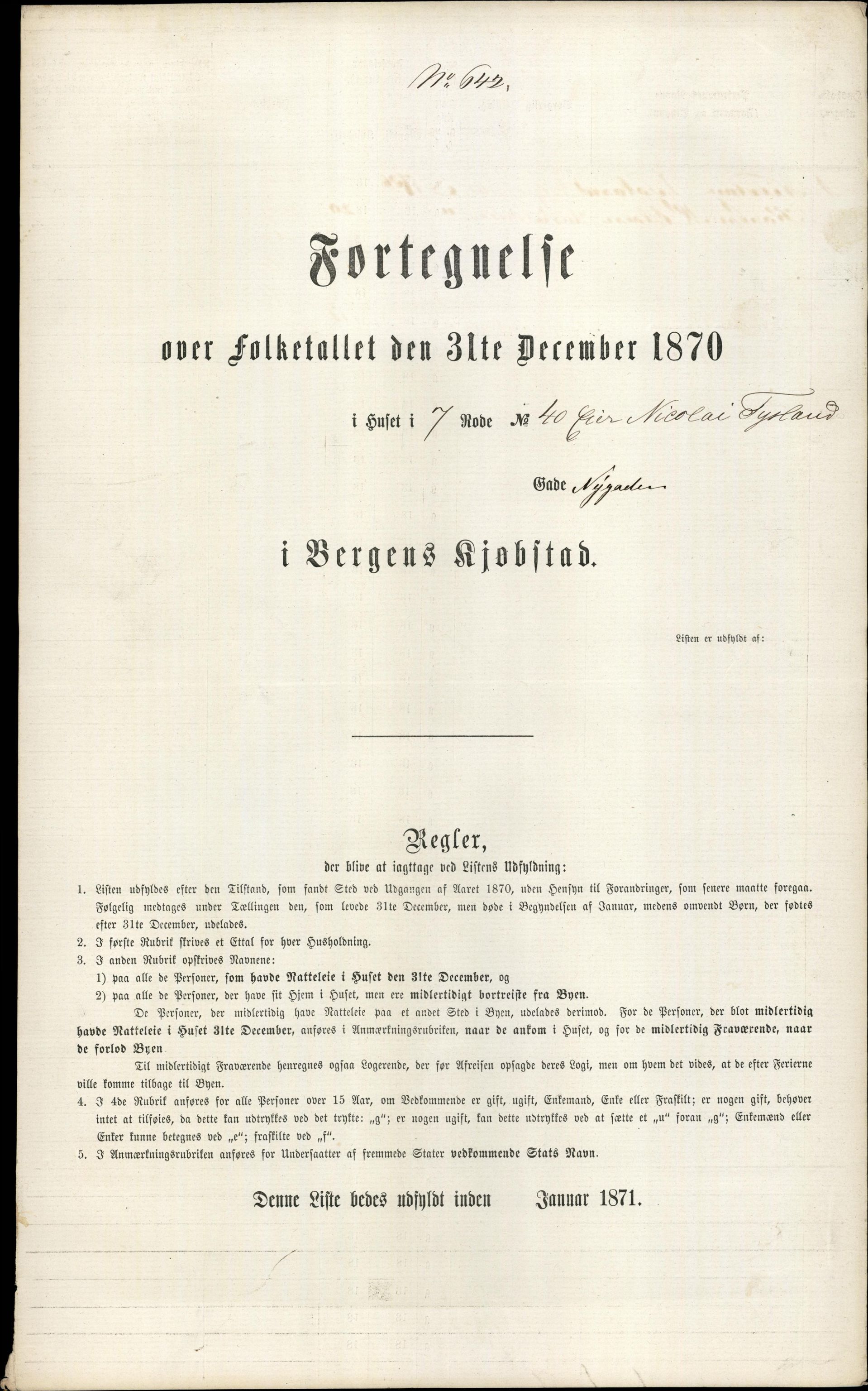 RA, Folketelling 1870 for 1301 Bergen kjøpstad, 1870