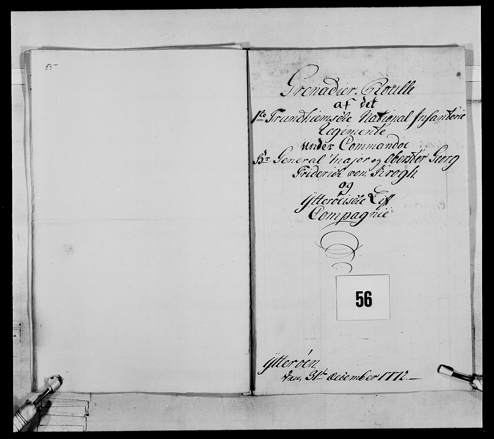 Generalitets- og kommissariatskollegiet, Det kongelige norske kommissariatskollegium, RA/EA-5420/E/Eh/L0071: 1. Trondheimske nasjonale infanteriregiment, 1769-1772, s. 398