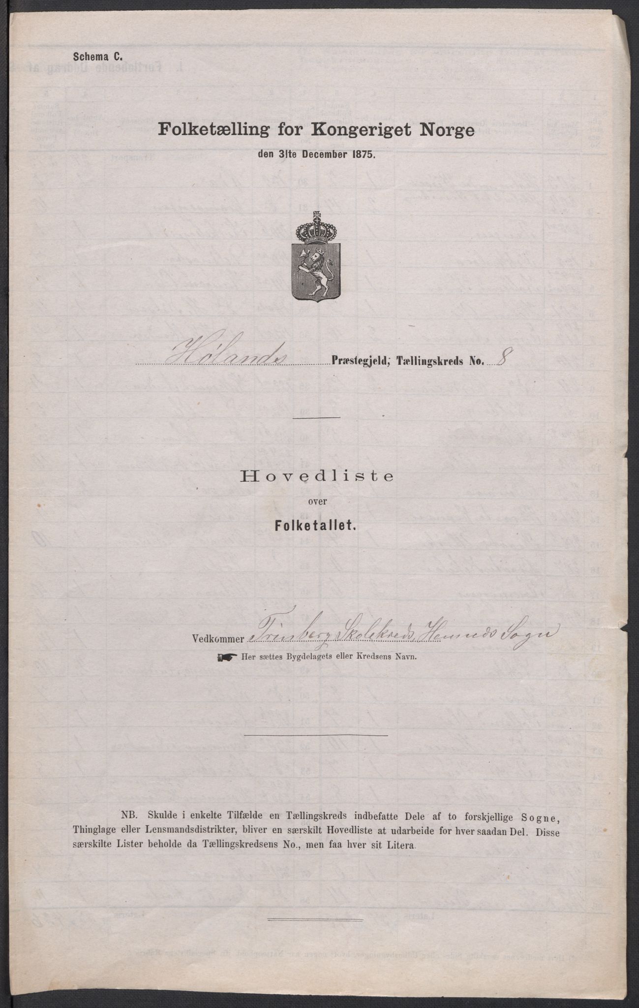 RA, Folketelling 1875 for 0221P Høland prestegjeld, 1875, s. 34