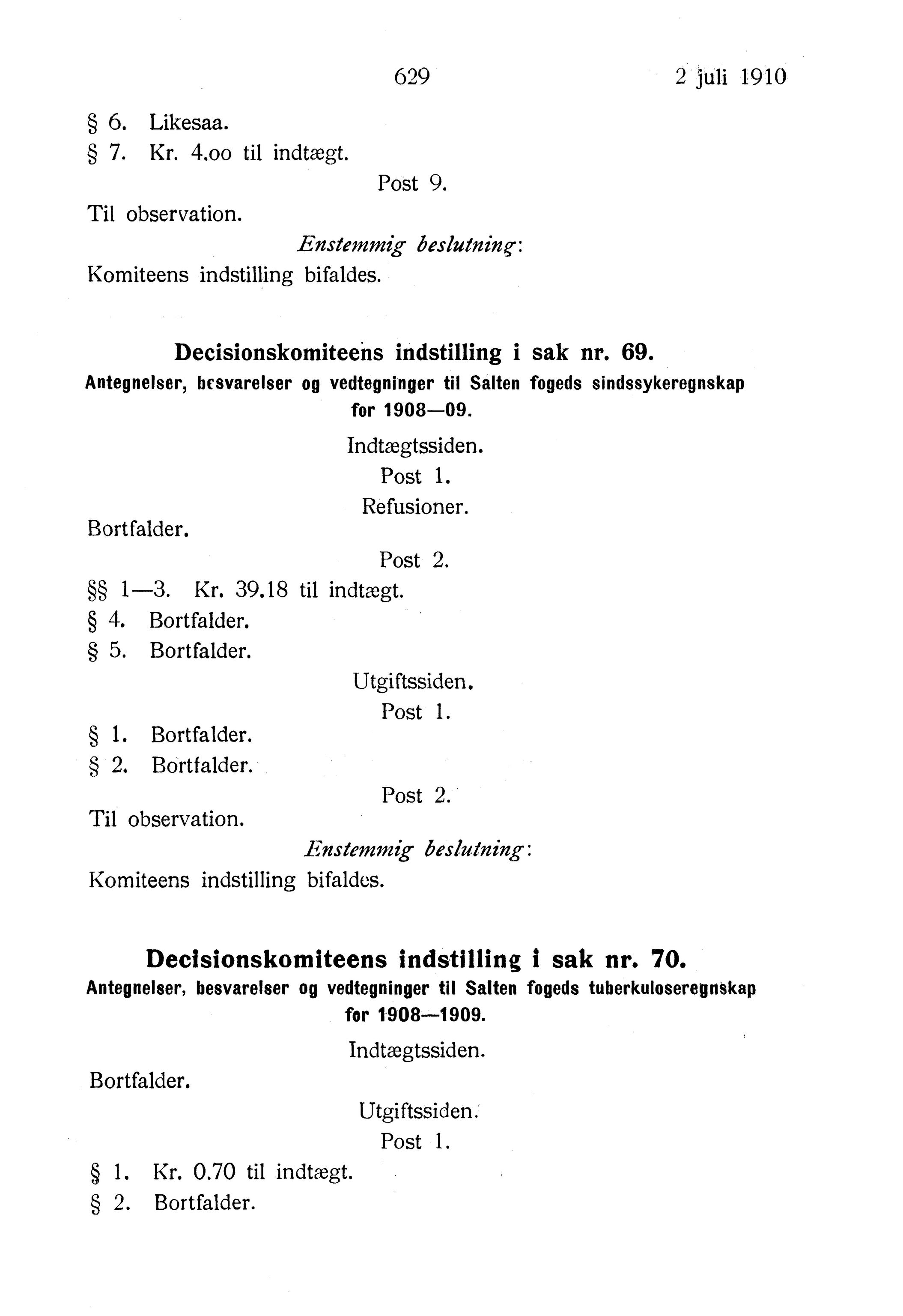 Nordland Fylkeskommune. Fylkestinget, AIN/NFK-17/176/A/Ac/L0033: Fylkestingsforhandlinger 1910, 1910