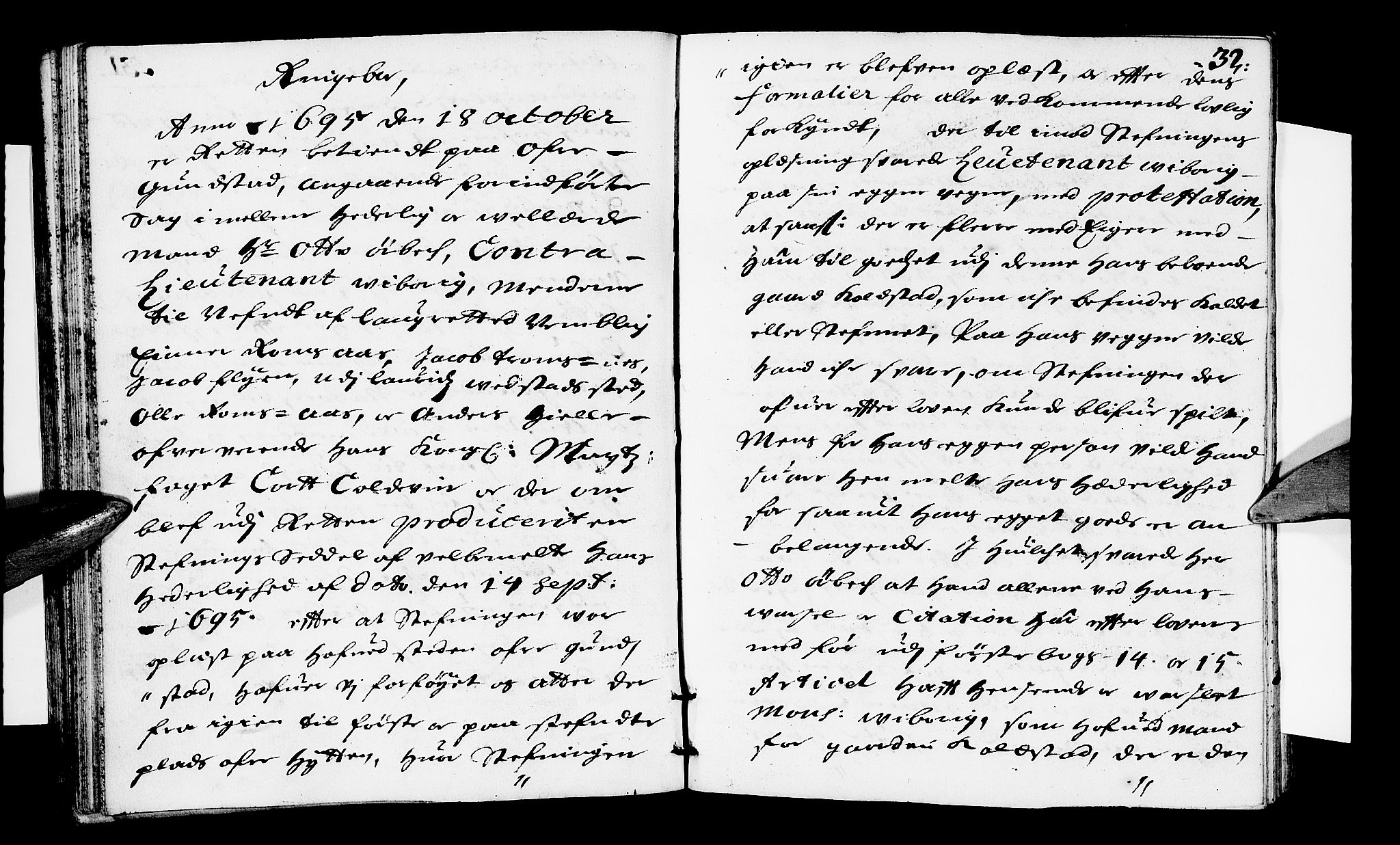 Sorenskriverier i Gudbrandsdalen, AV/SAH-TING-036/G/Gb/Gbb/L0018: Tingbok - Sør-Gudbrandsdal, 1695, s. 31b-32a