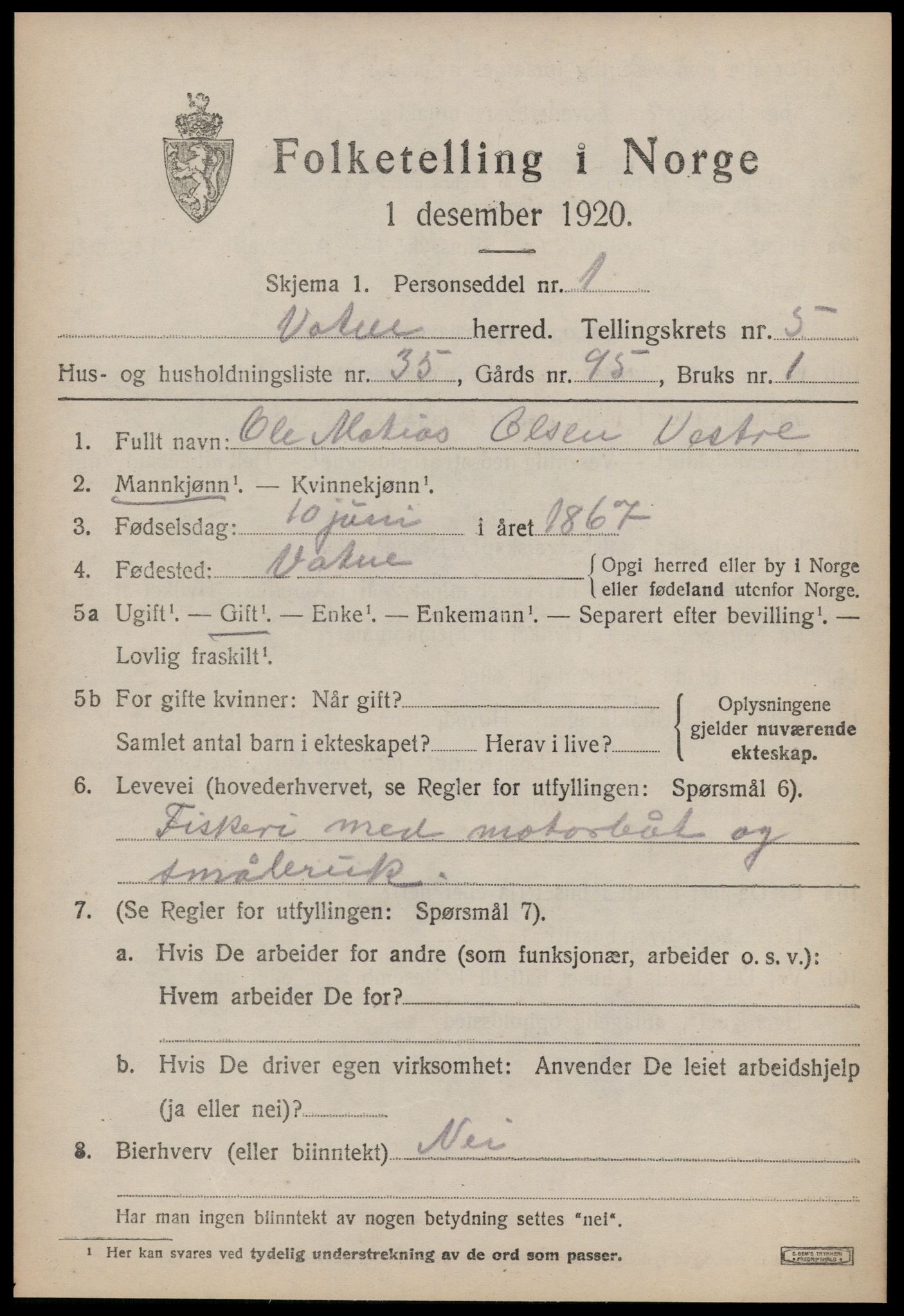 SAT, Folketelling 1920 for 1530 Vatne herred, 1920, s. 2678