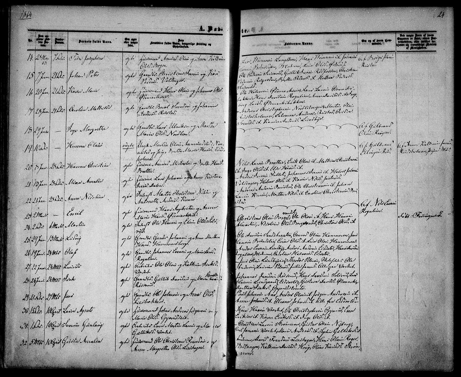 Hurdal prestekontor Kirkebøker, AV/SAO-A-10889/F/Fa/L0006: Ministerialbok nr. I 6, 1860-1877, s. 24