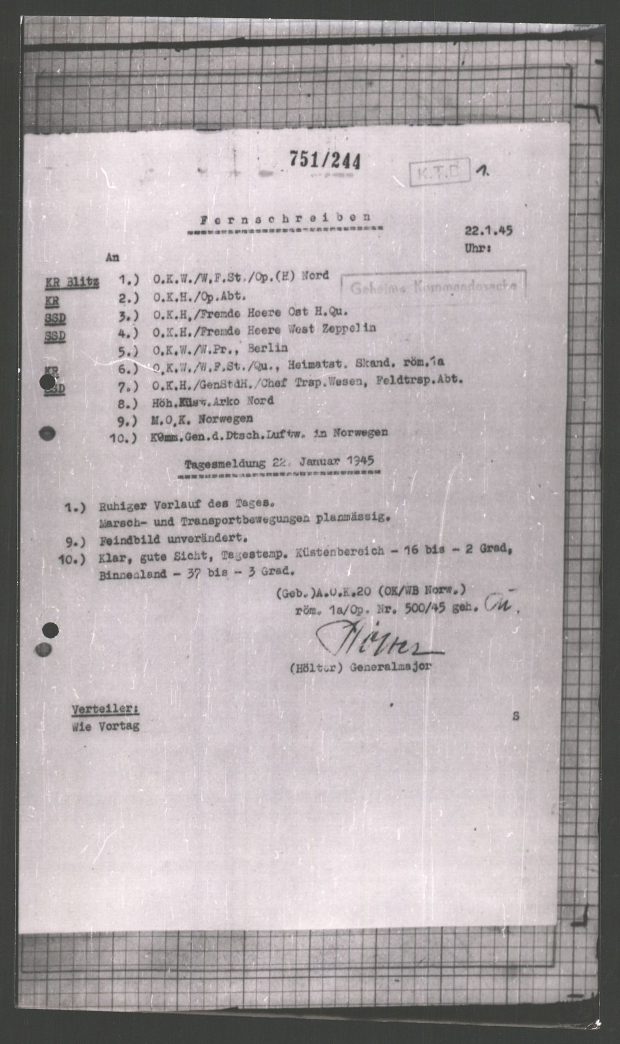 Forsvarets Overkommando. 2 kontor. Arkiv 11.4. Spredte tyske arkivsaker, AV/RA-RAFA-7031/D/Dar/Dara/L0002: Krigsdagbøker for 20. Gebirgs-Armee-Oberkommando (AOK 20), 1945, s. 214