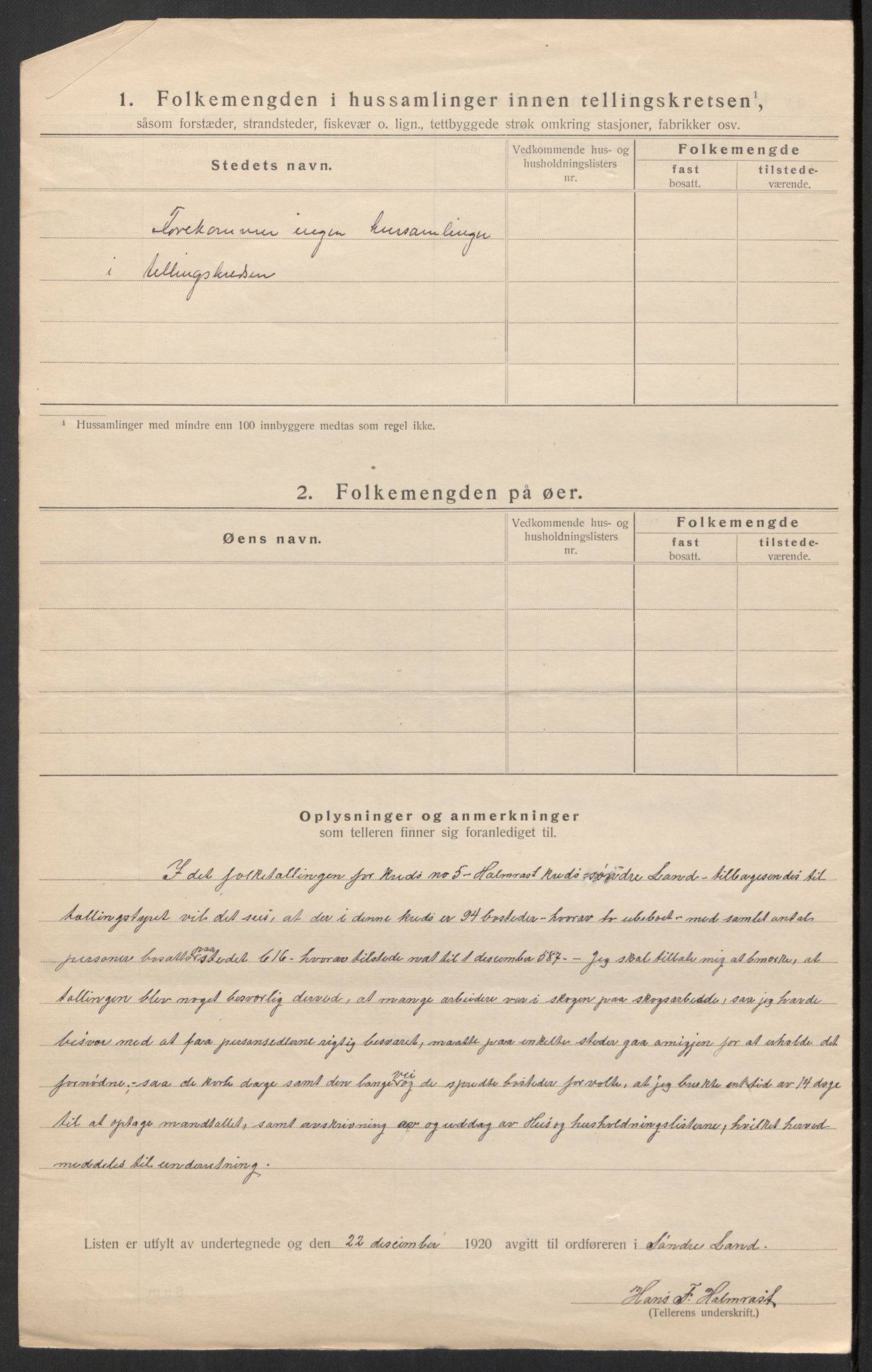 SAH, Folketelling 1920 for 0536 Søndre Land herred, 1920, s. 26