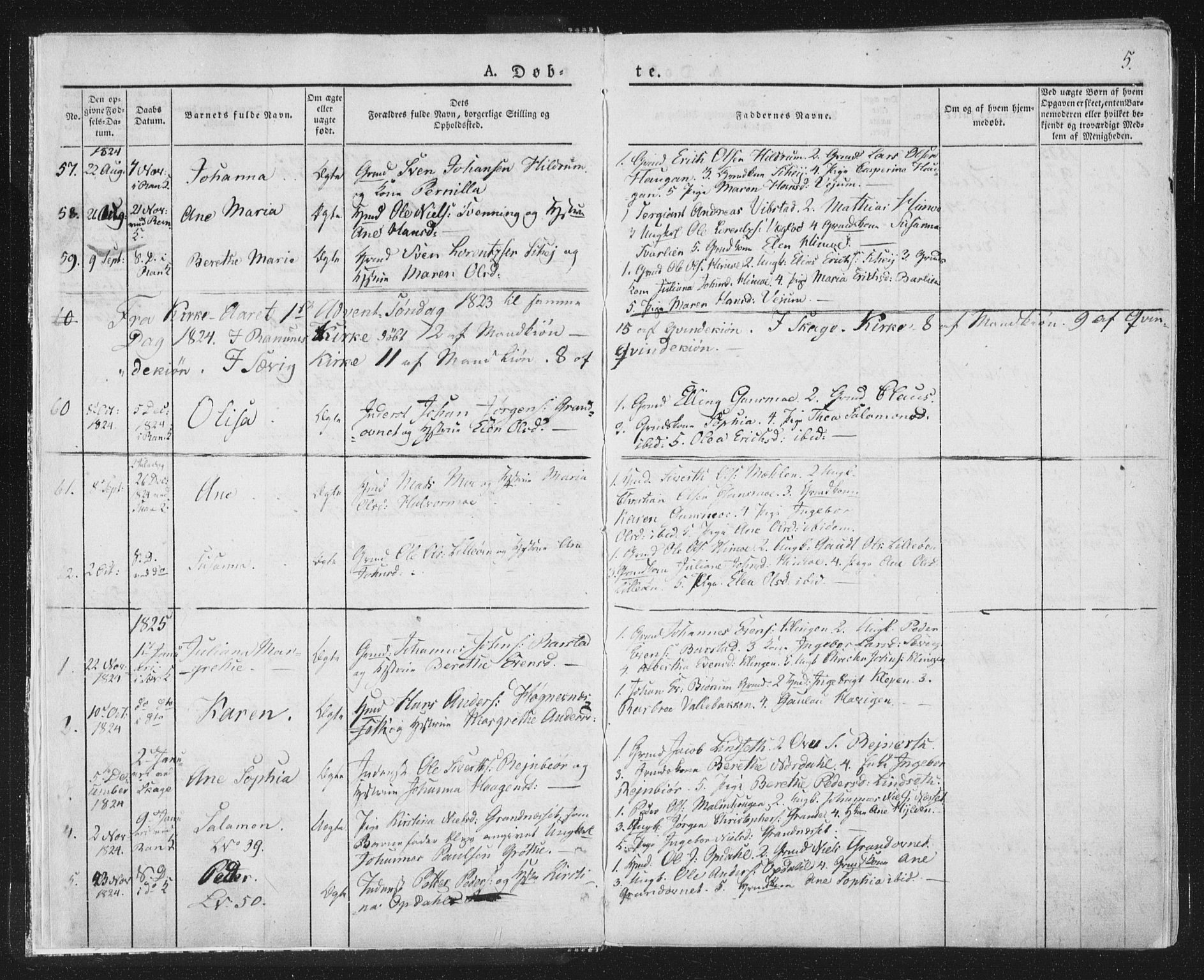 Ministerialprotokoller, klokkerbøker og fødselsregistre - Nord-Trøndelag, SAT/A-1458/764/L0551: Ministerialbok nr. 764A07a, 1824-1864, s. 5