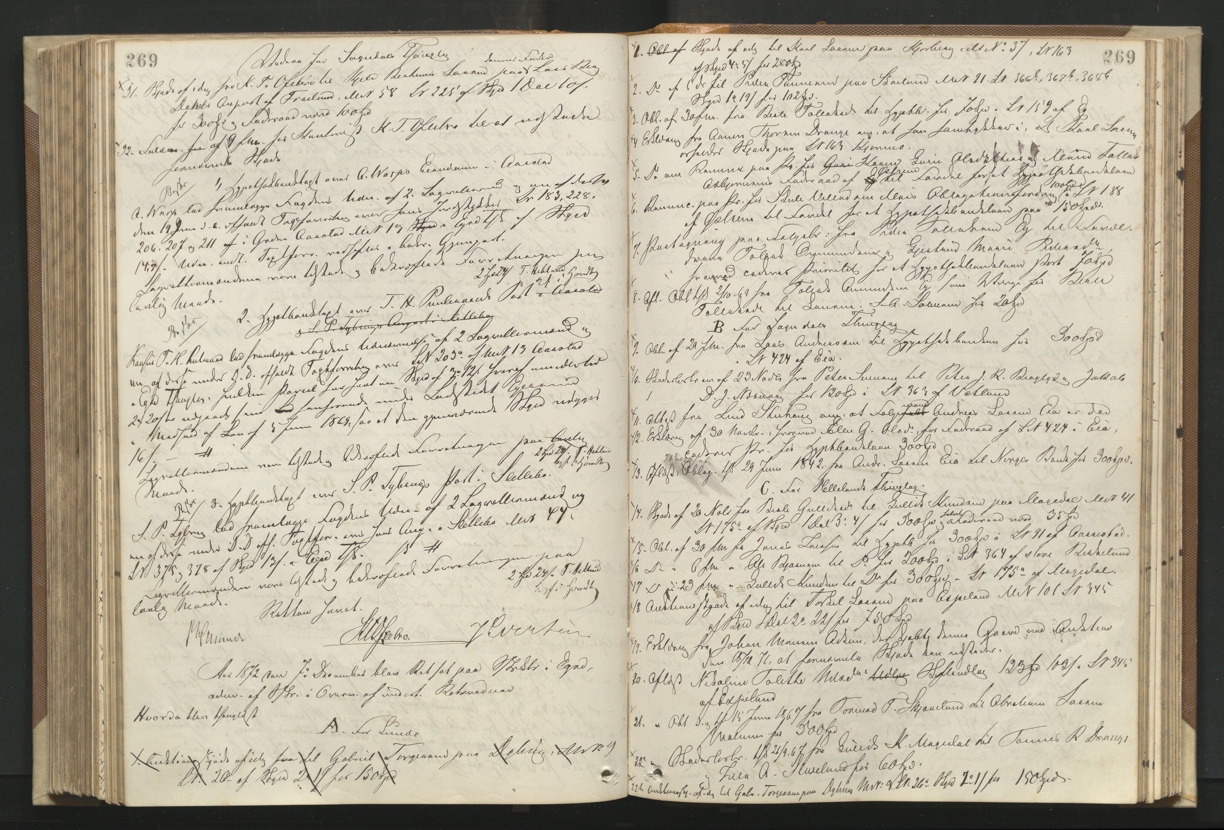 Dalane sorenskriveri, AV/SAST-A-100309/001/3/30/30BA/L0001: TINGBOK, 1868-1875, s. 269