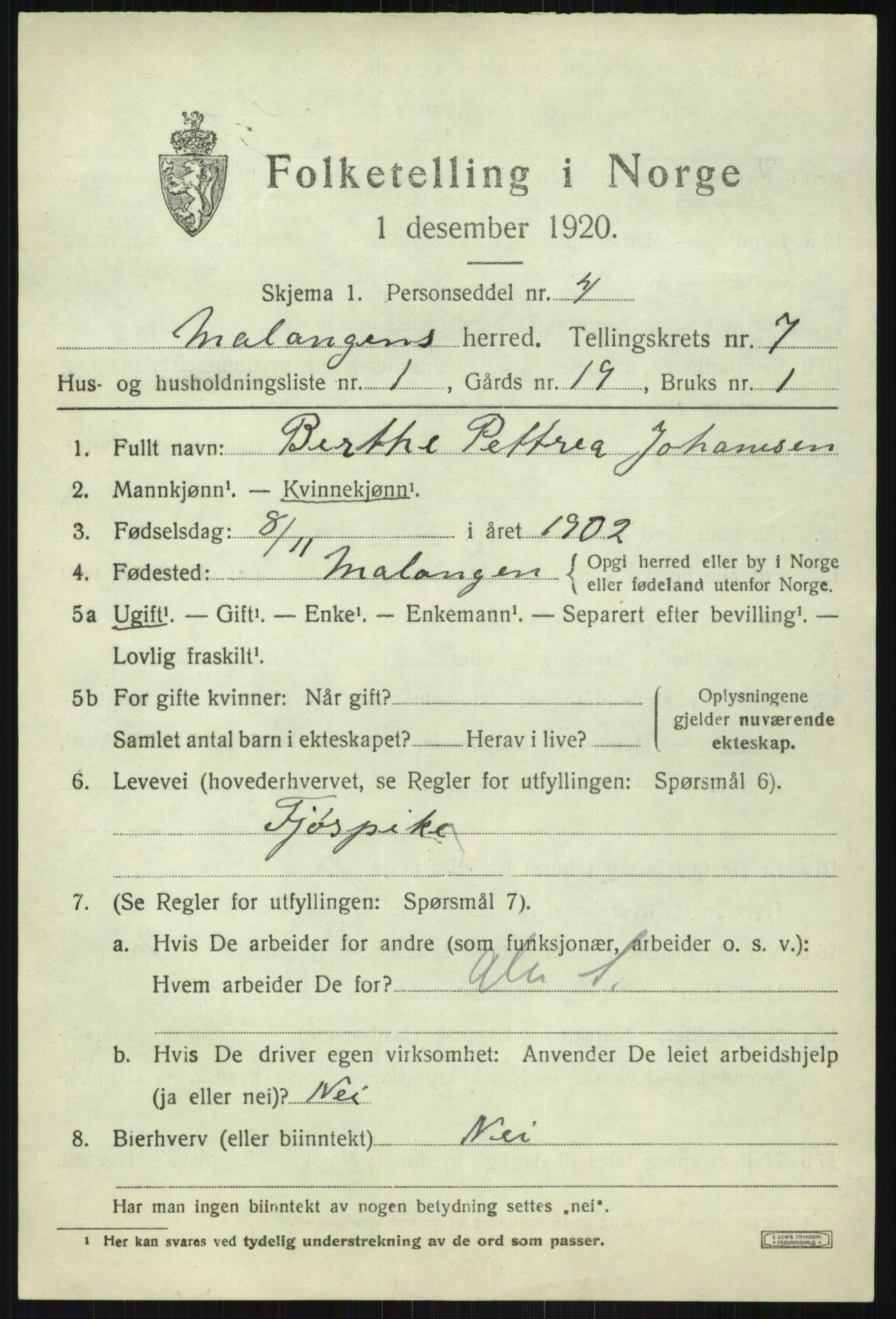 SATØ, Folketelling 1920 for 1932 Malangen herred, 1920, s. 2774
