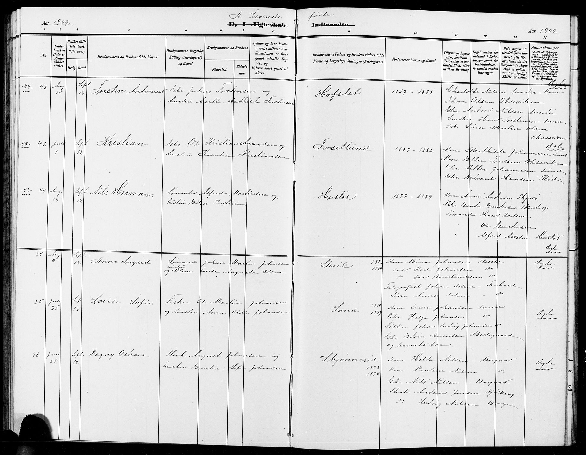 Onsøy prestekontor Kirkebøker, AV/SAO-A-10914/G/Ga/L0002: Klokkerbok nr. I 2, 1903-1909