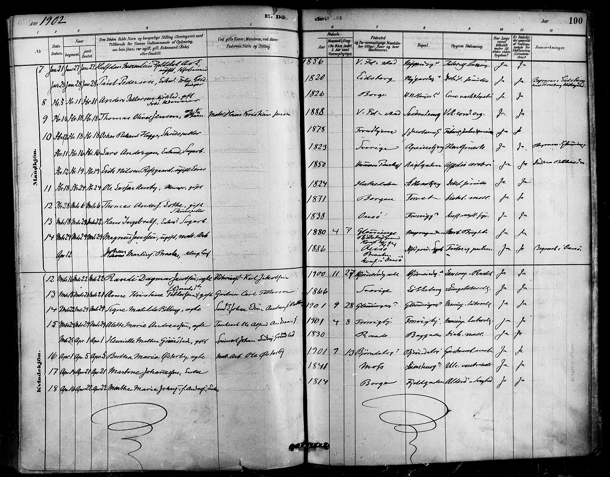 Fredrikstad domkirkes prestekontor Kirkebøker, AV/SAO-A-10906/F/Fa/L0003: Ministerialbok nr. 3, 1878-1904, s. 190