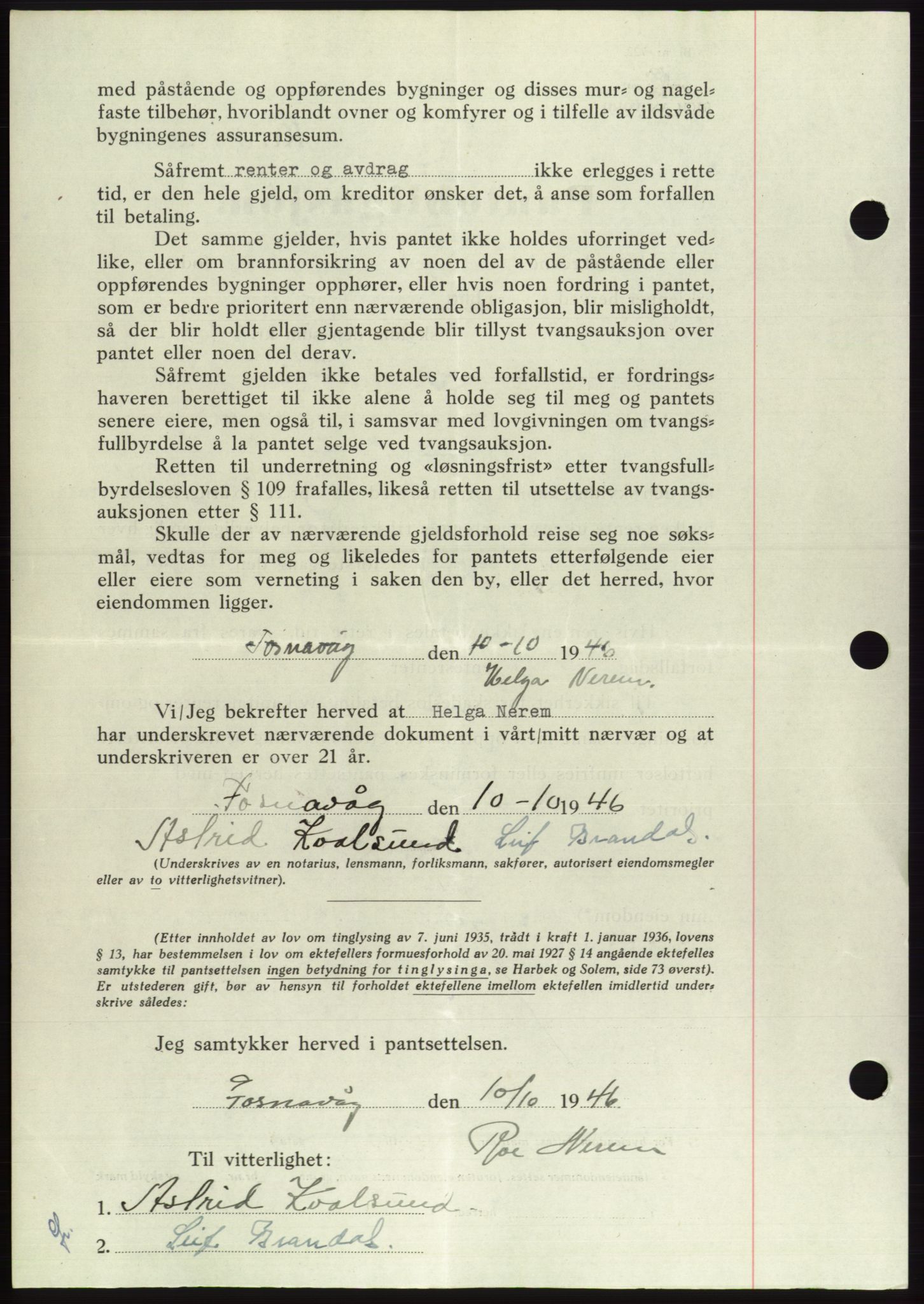 Søre Sunnmøre sorenskriveri, AV/SAT-A-4122/1/2/2C/L0114: Pantebok nr. 1-2B, 1943-1947, Dagboknr: 1292/1946