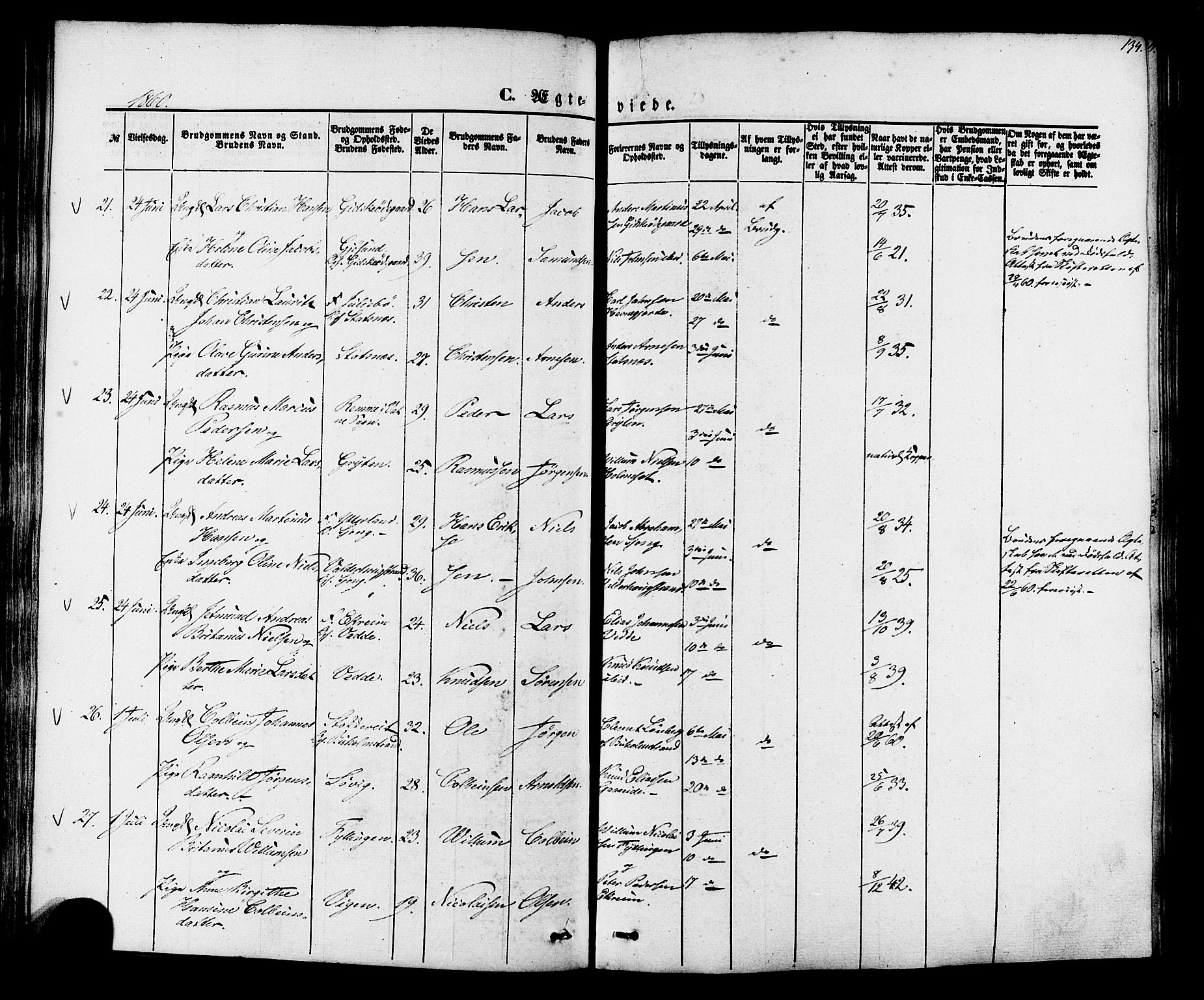 Ministerialprotokoller, klokkerbøker og fødselsregistre - Møre og Romsdal, AV/SAT-A-1454/528/L0398: Ministerialbok nr. 528A09, 1858-1864, s. 134