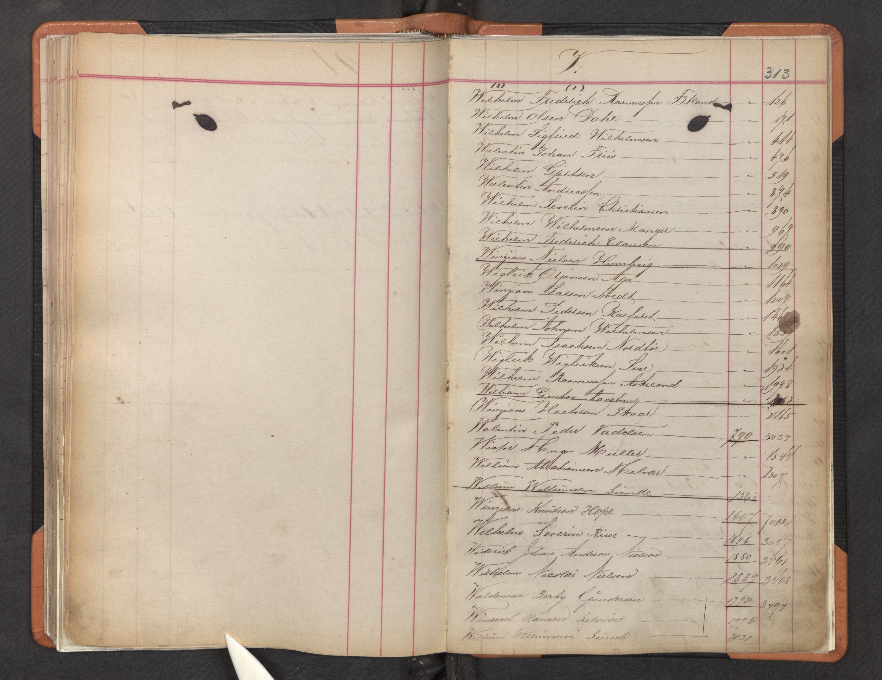 Innrulleringssjefen i Bergen, AV/SAB-A-100050/F/Fa/L0002: Register til annotasjons-hovedrulle for Bergen krets L - Å, 1869-1897, s. 313