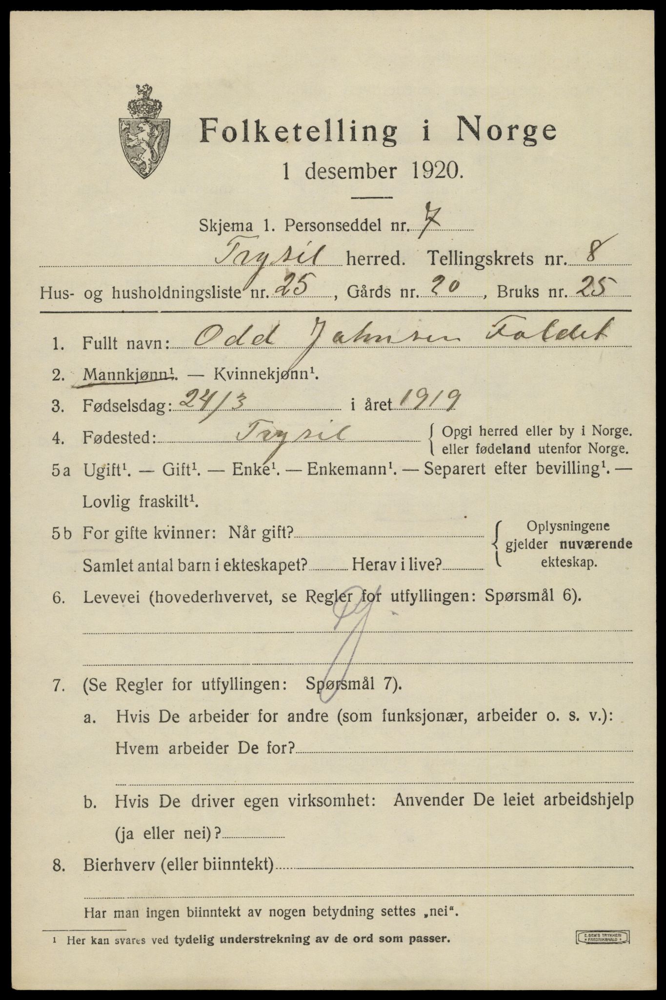 SAH, Folketelling 1920 for 0428 Trysil herred, 1920, s. 6541