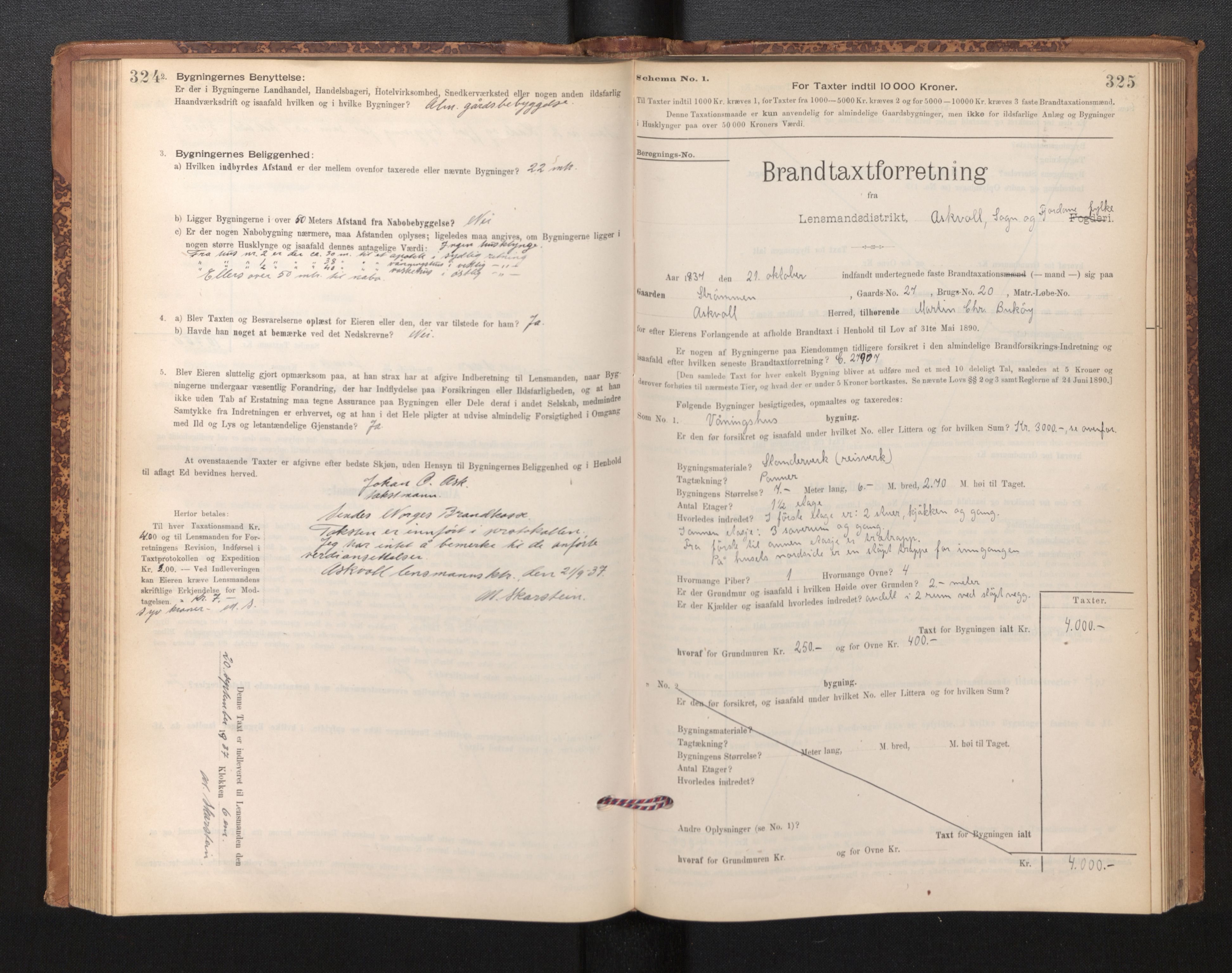 Lensmannen i Askvoll, AV/SAB-A-26301/0012/L0004: Branntakstprotokoll, skjematakst og liste over branntakstmenn, 1895-1932, s. 324-325