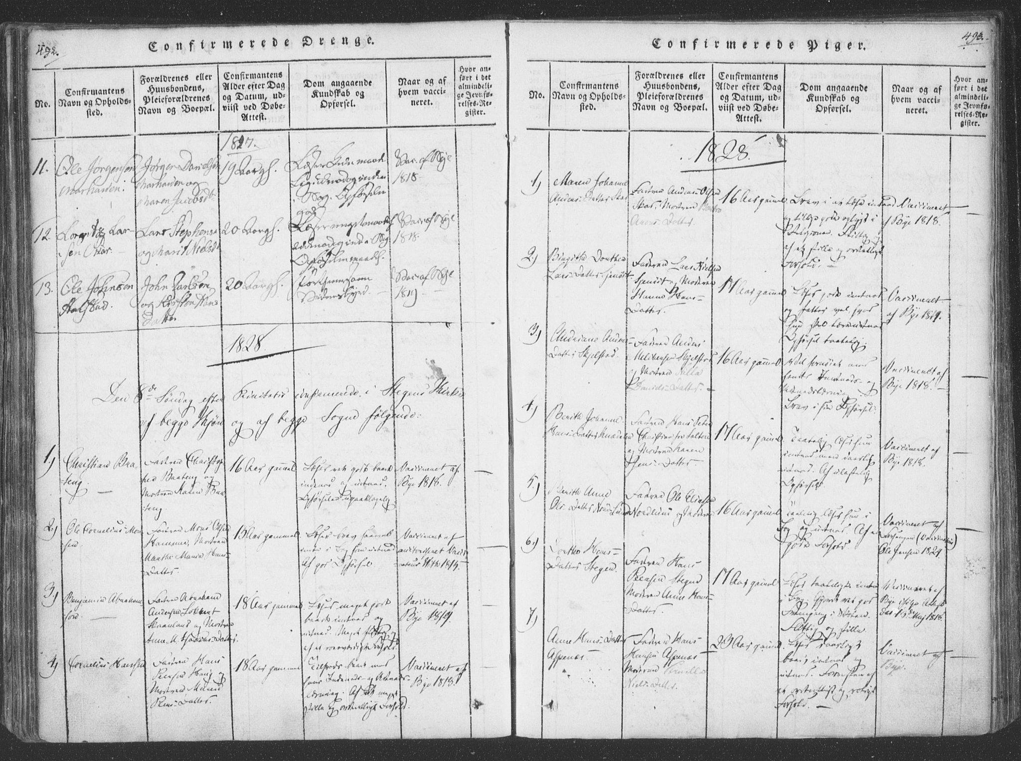 Ministerialprotokoller, klokkerbøker og fødselsregistre - Nordland, AV/SAT-A-1459/855/L0798: Ministerialbok nr. 855A06, 1821-1835, s. 492-493