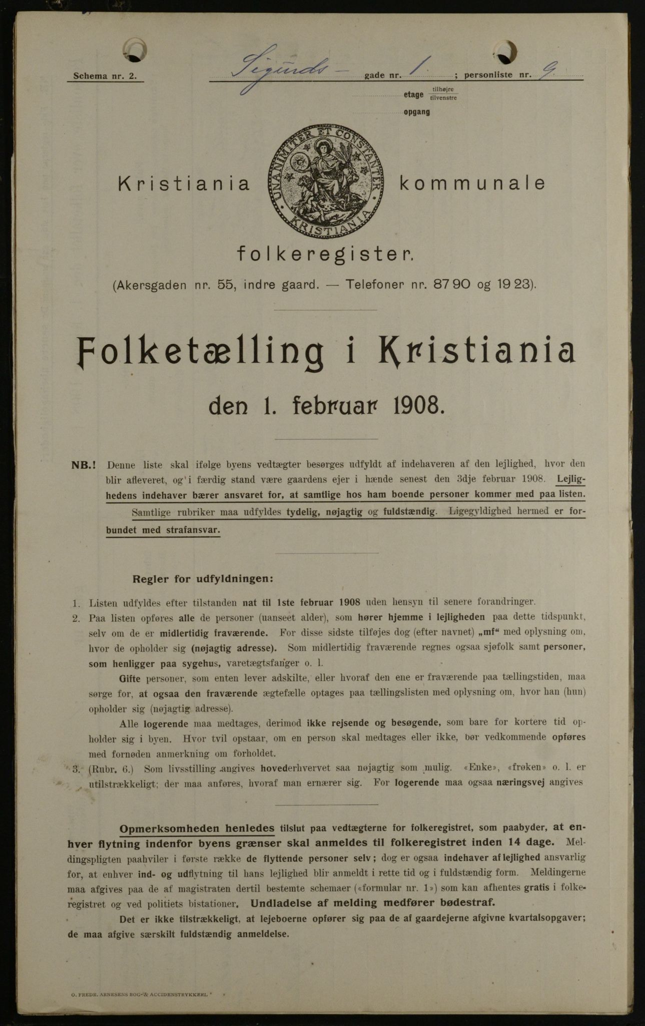 OBA, Kommunal folketelling 1.2.1908 for Kristiania kjøpstad, 1908, s. 85323