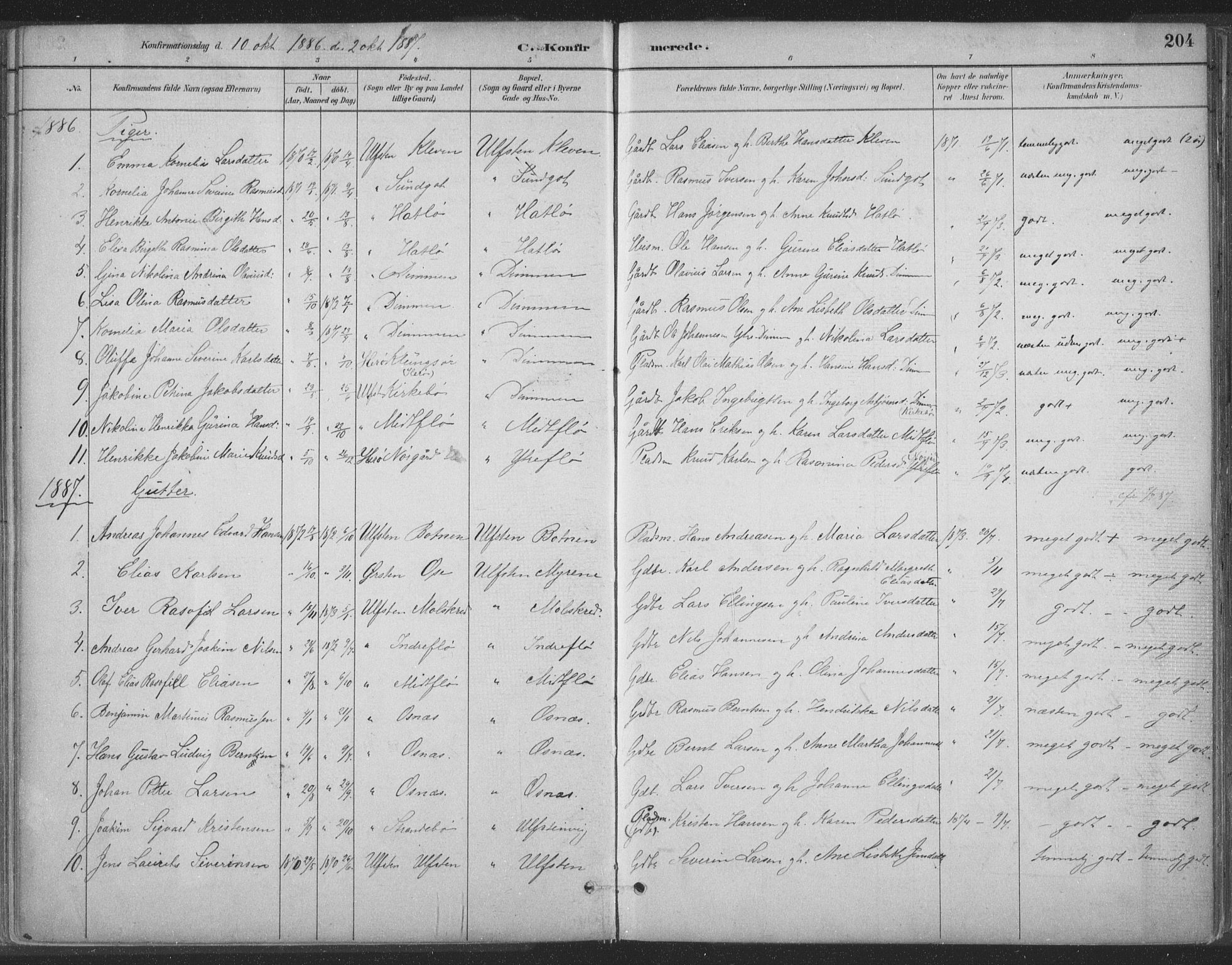 Ministerialprotokoller, klokkerbøker og fødselsregistre - Møre og Romsdal, AV/SAT-A-1454/509/L0106: Ministerialbok nr. 509A04, 1883-1922, s. 204