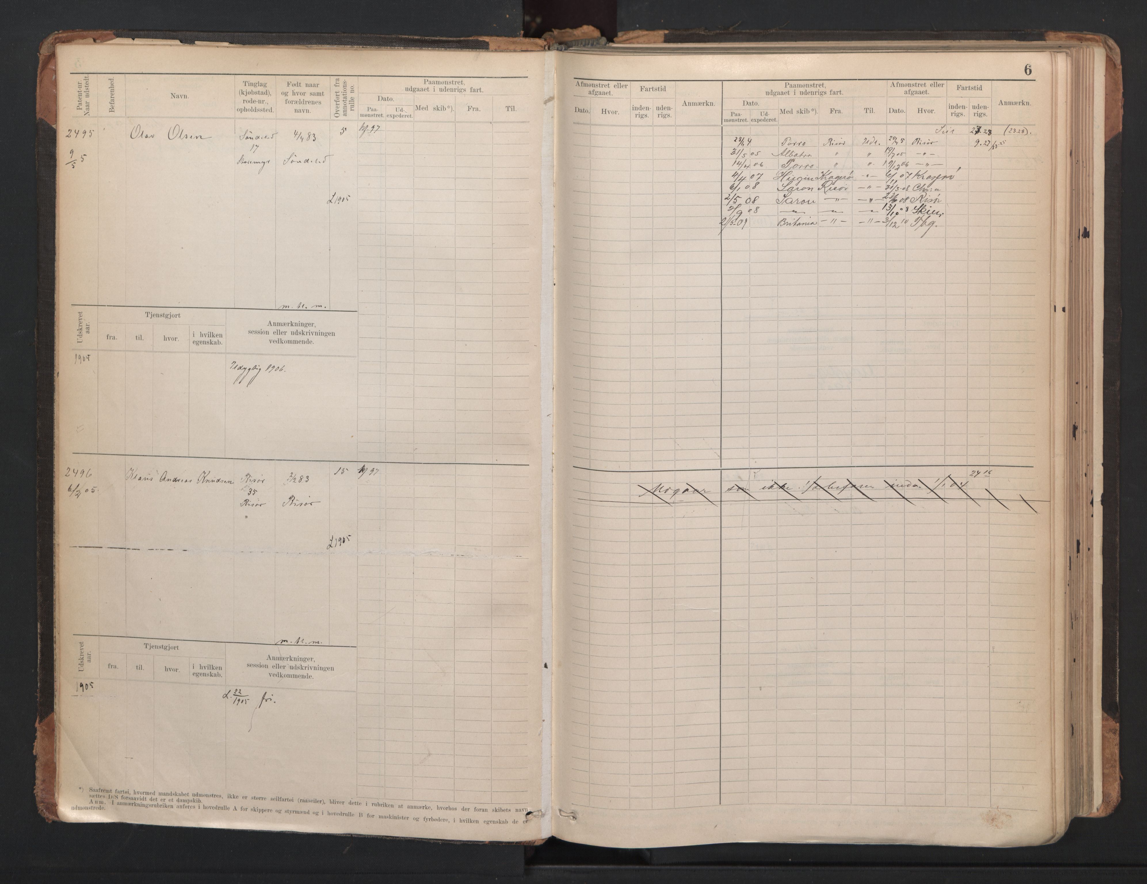 Risør mønstringskrets, AV/SAK-2031-0010/F/Fb/L0005: Hovedrulle A nr 2485-3065, Q-5, 1904-1948, s. 9