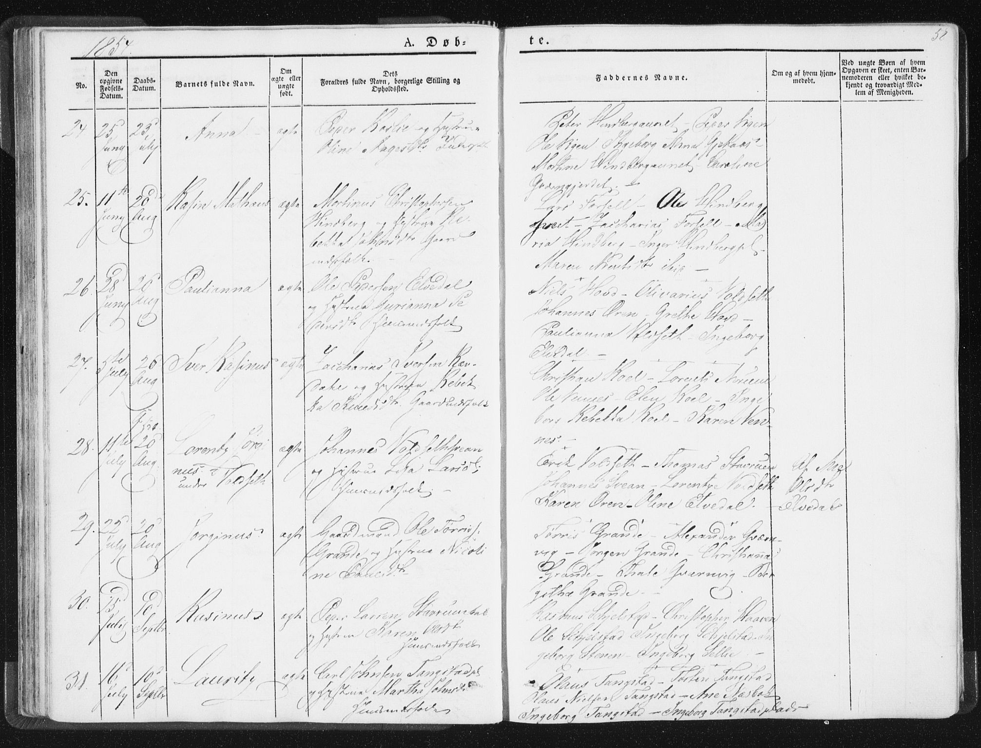 Ministerialprotokoller, klokkerbøker og fødselsregistre - Nord-Trøndelag, SAT/A-1458/744/L0418: Ministerialbok nr. 744A02, 1843-1866, s. 58