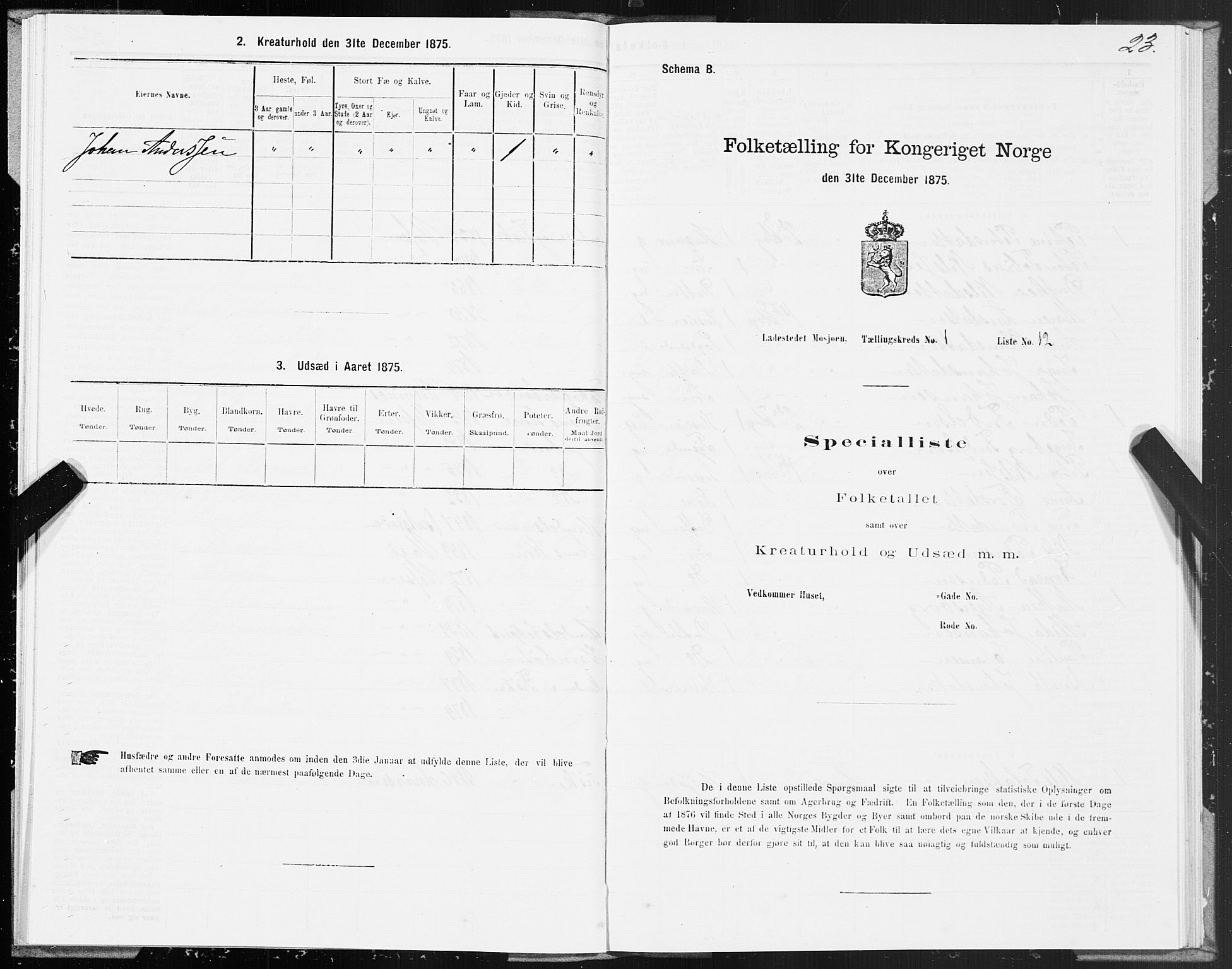 SAT, Folketelling 1875 for 1802B Vefsn prestegjeld, Mosjøen ladested, 1875, s. 23