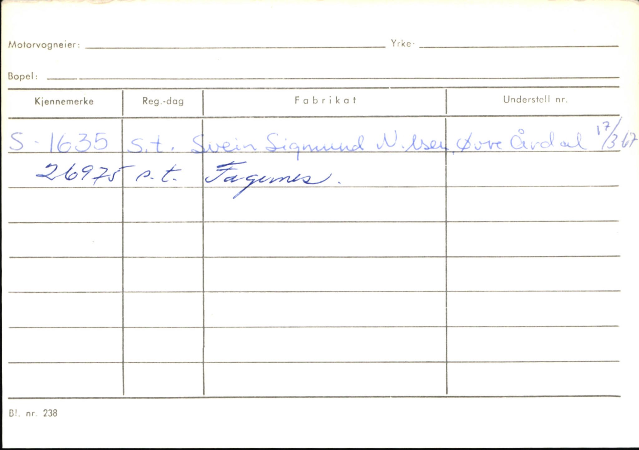 Statens vegvesen, Sogn og Fjordane vegkontor, SAB/A-5301/4/F/L0145: Registerkort Vågsøy S-Å. Årdal I-P, 1945-1975, s. 1039