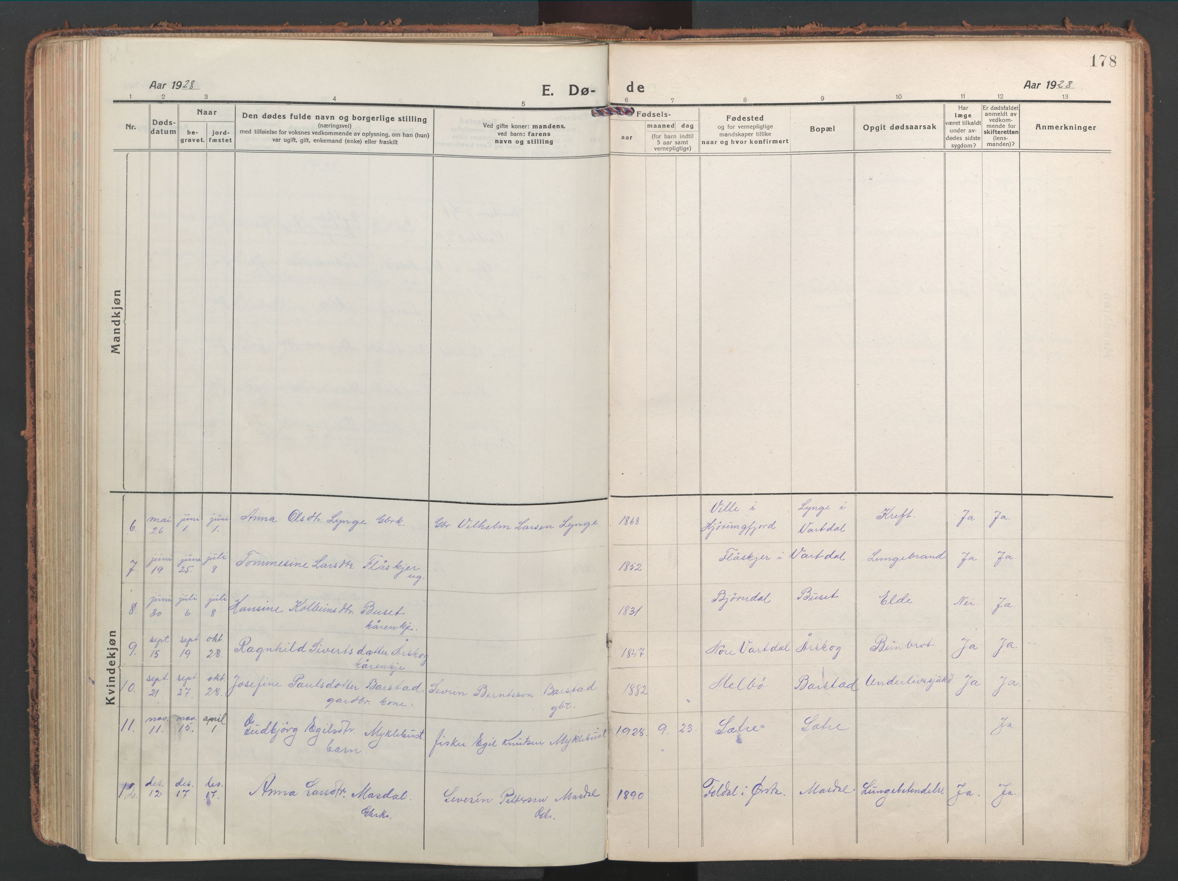 Ministerialprotokoller, klokkerbøker og fødselsregistre - Møre og Romsdal, AV/SAT-A-1454/514/L0202: Klokkerbok nr. 514C02, 1916-1944, s. 178