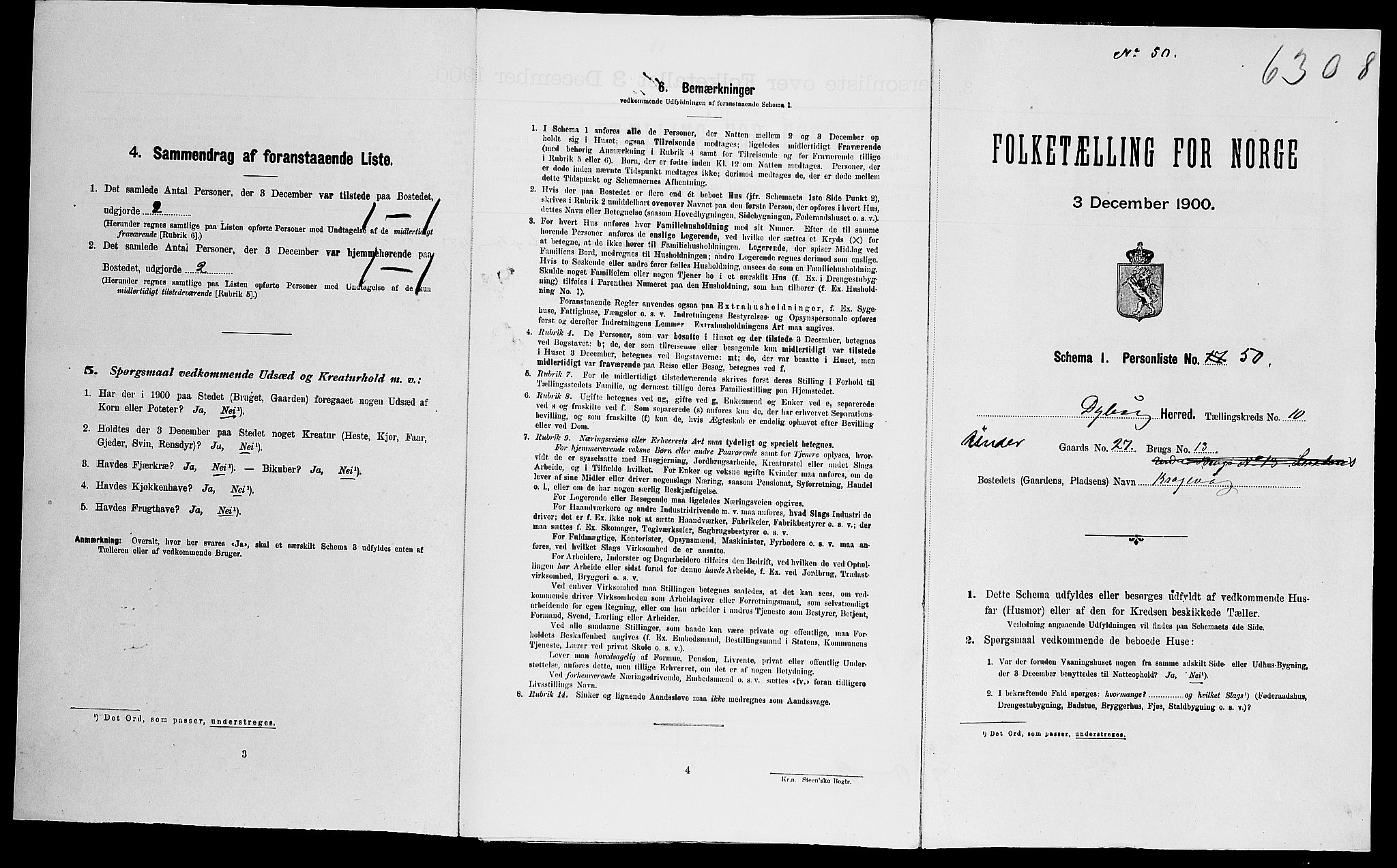 SAK, Folketelling 1900 for 0915 Dypvåg herred, 1900, s. 1156