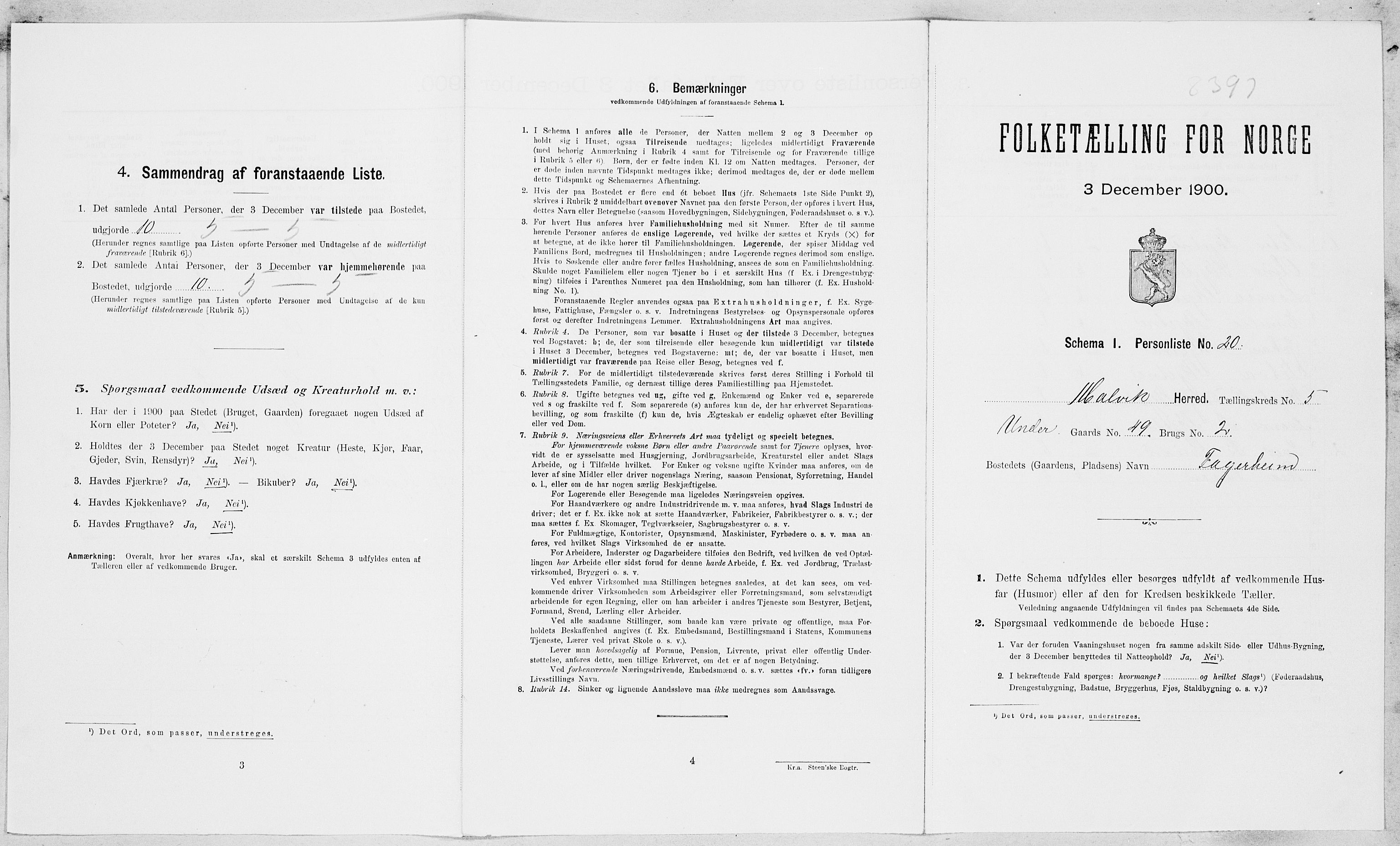 , Folketelling 1900 for 1663 Malvik herred, 1900, s. 419