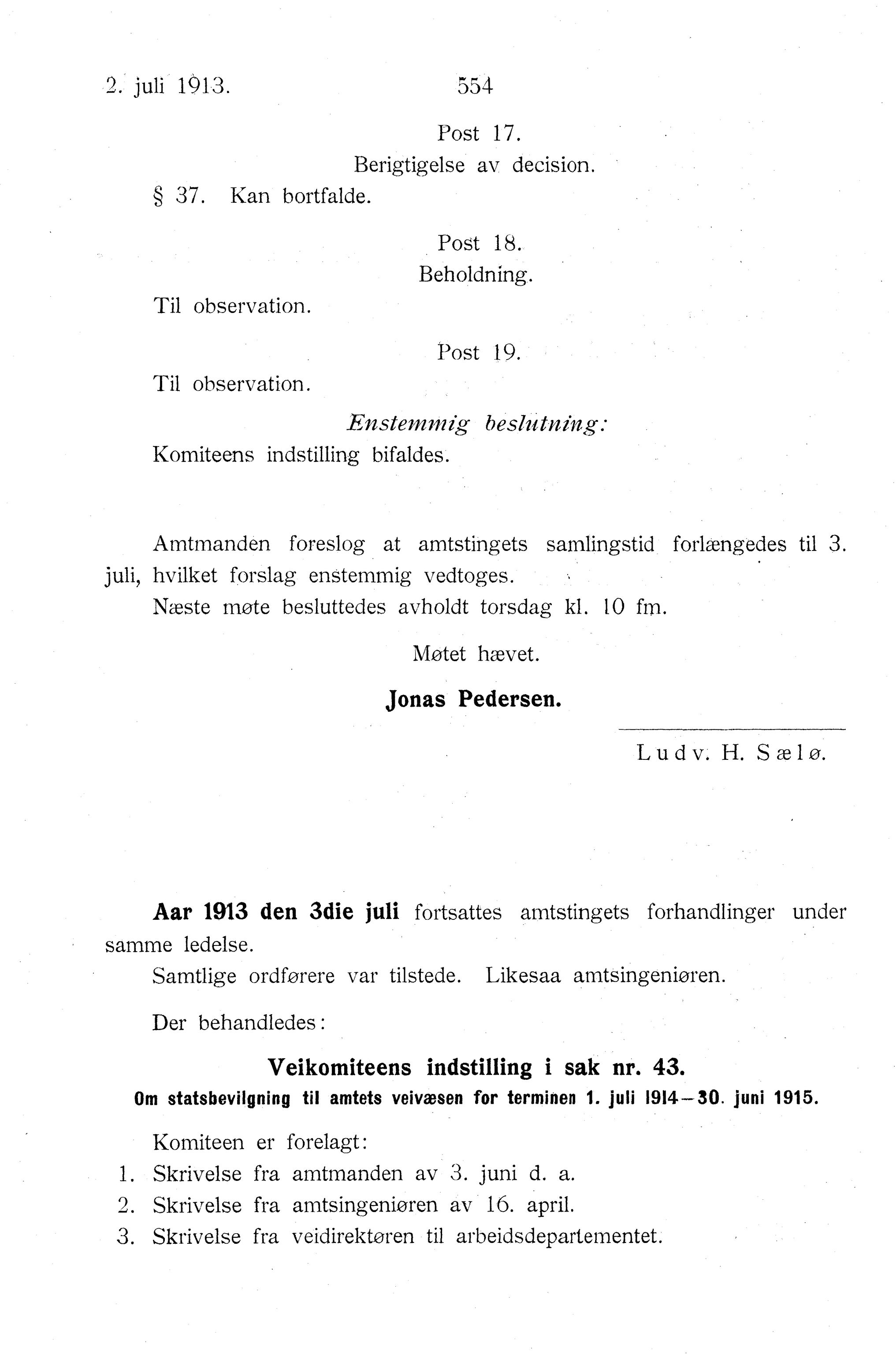 Nordland Fylkeskommune. Fylkestinget, AIN/NFK-17/176/A/Ac/L0036: Fylkestingsforhandlinger 1913, 1913, s. 554