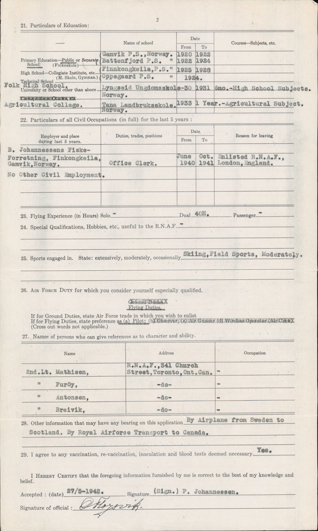 Forsvaret, Forsvarets overkommando/Luftforsvarsstaben, AV/RA-RAFA-4079/P/Pa/L0036: Personellpapirer, 1914, s. 405