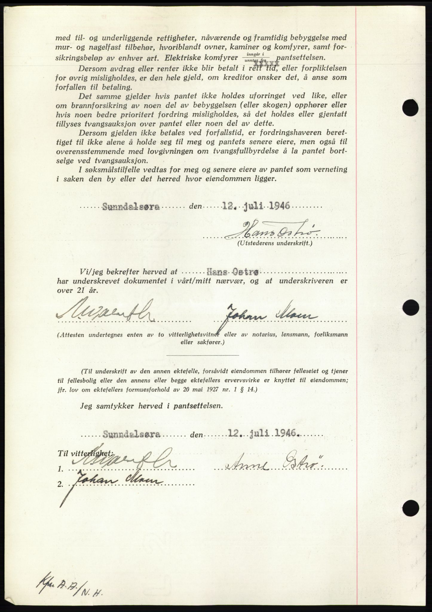 Nordmøre sorenskriveri, AV/SAT-A-4132/1/2/2Ca: Pantebok nr. B94, 1946-1946, Dagboknr: 1414/1946