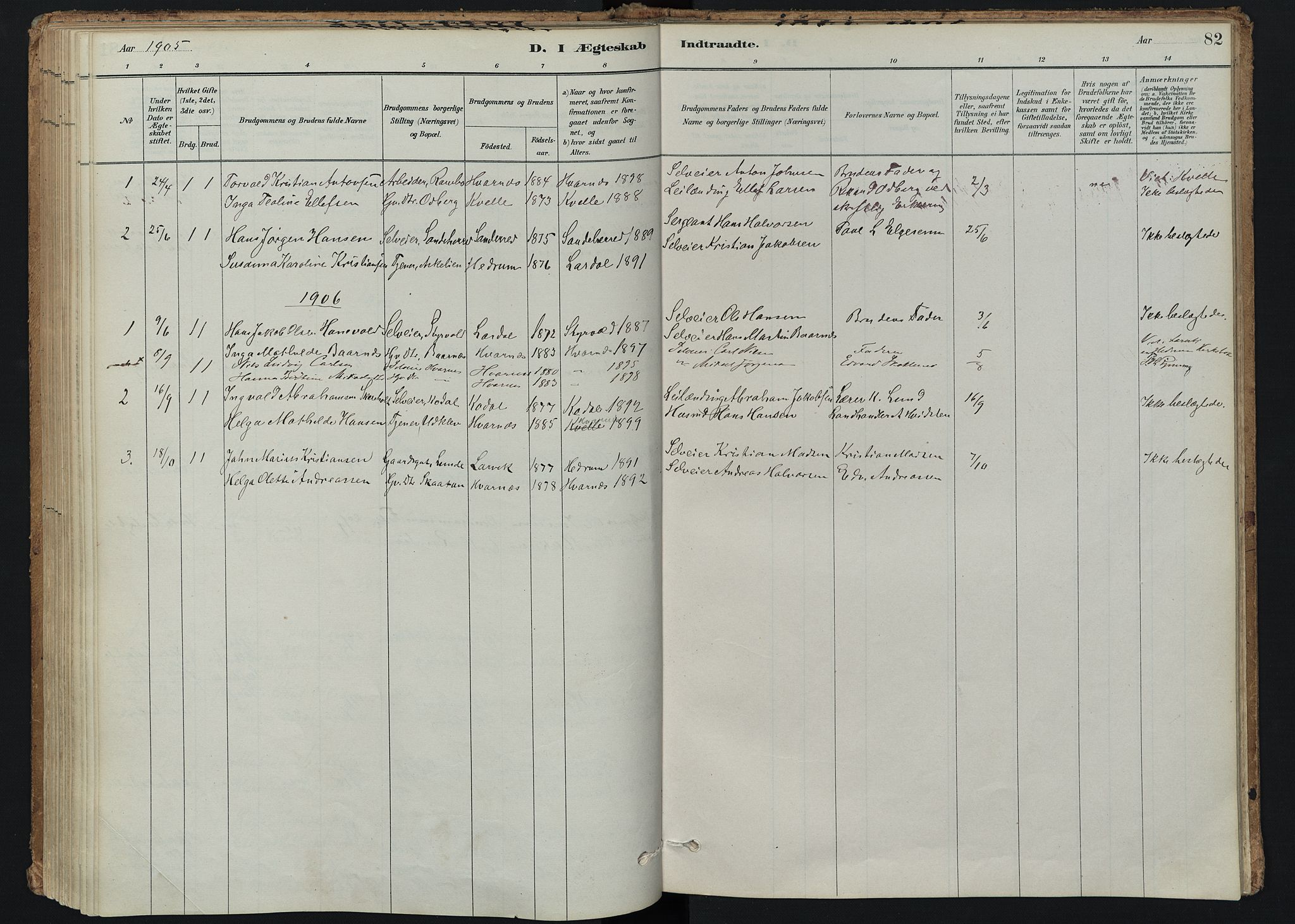 Hedrum kirkebøker, AV/SAKO-A-344/F/Fc/L0001: Ministerialbok nr. III 1, 1881-1906, s. 82
