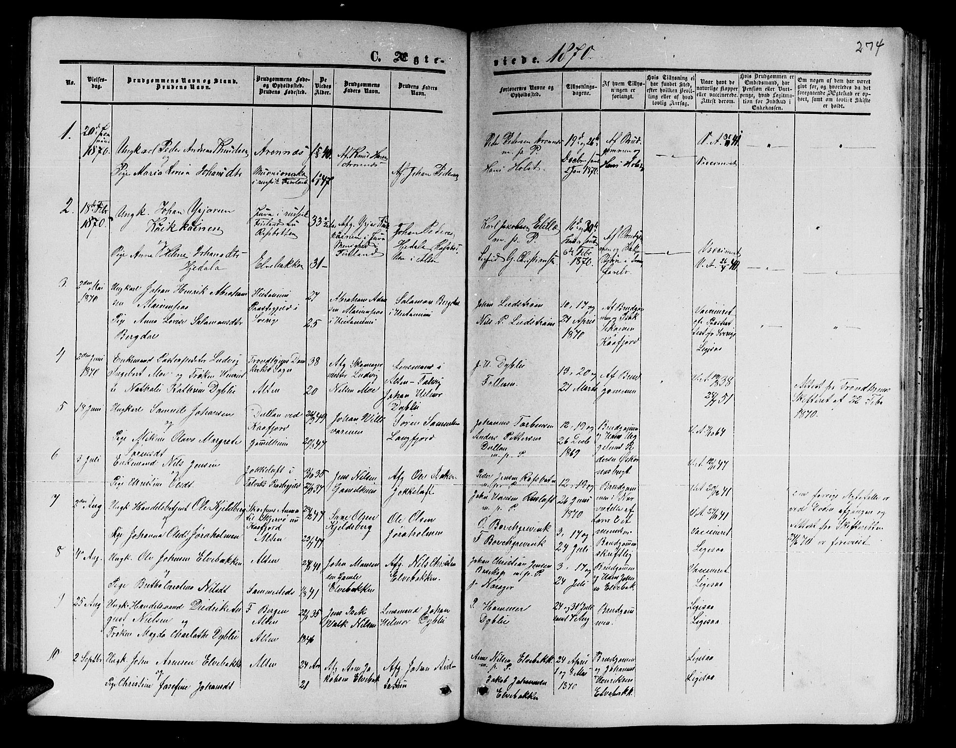 Alta sokneprestkontor, AV/SATØ-S-1338/H/Hb/L0001.klokk: Klokkerbok nr. 1, 1858-1878, s. 273-274