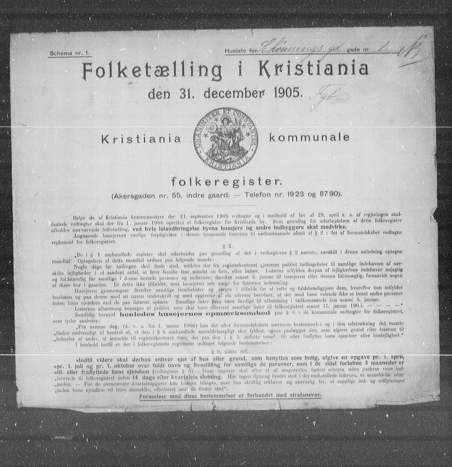 OBA, Kommunal folketelling 31.12.1905 for Kristiania kjøpstad, 1905, s. 48486