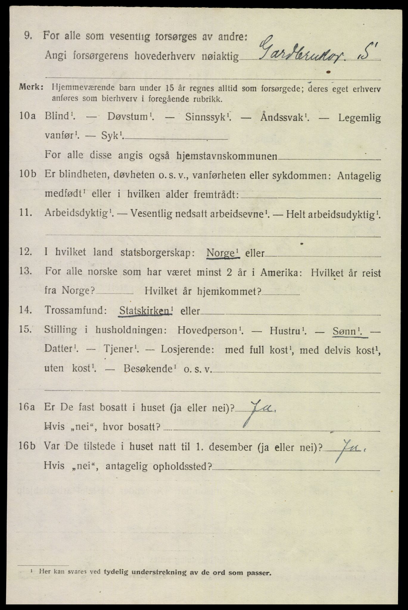 SAK, Folketelling 1920 for 0940 Valle herred, 1920, s. 2310