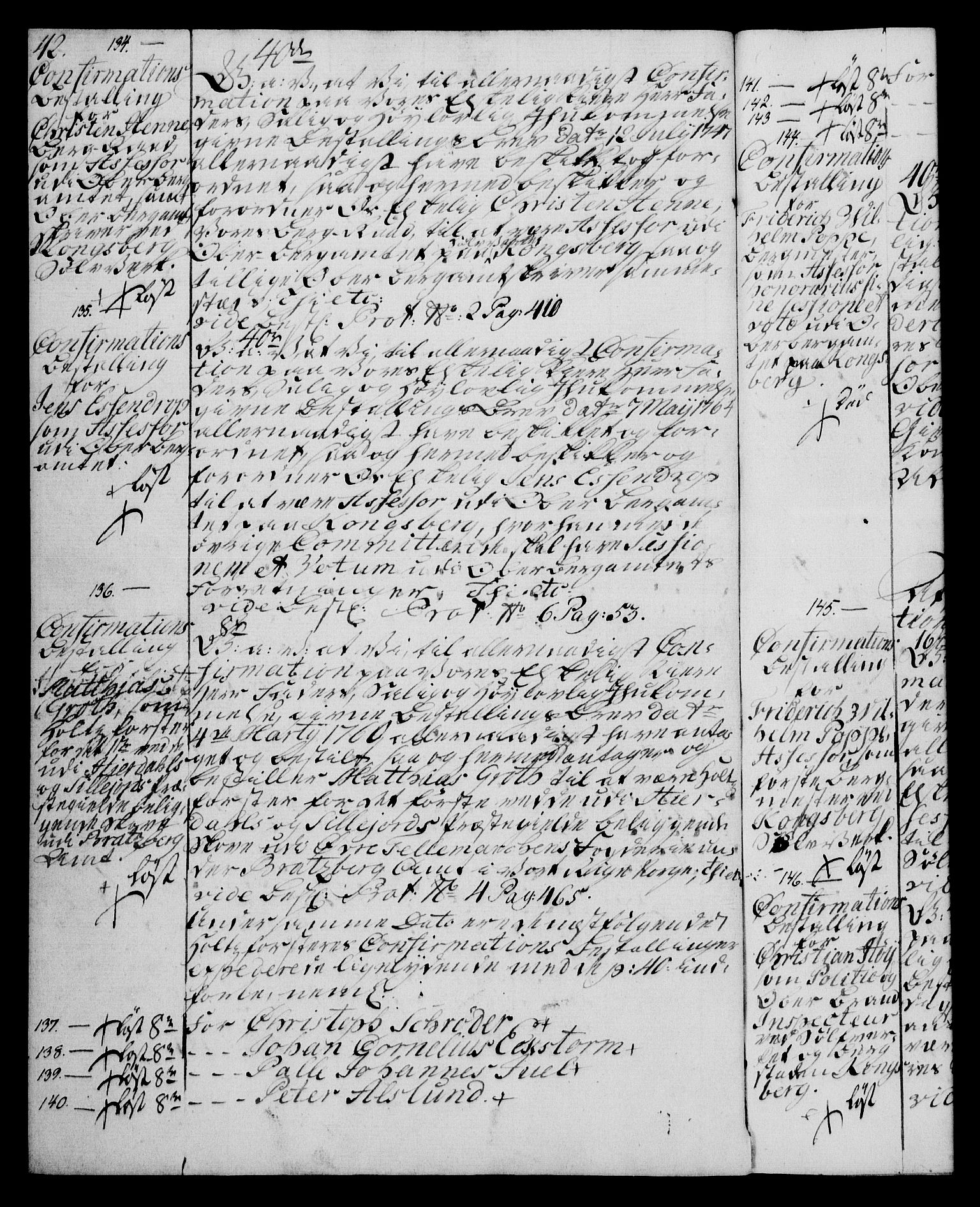 Rentekammeret, Kammerkanselliet, AV/RA-EA-3111/G/Gg/Ggg/L0003: Norsk konfirmasjonsbestallingsprotokoll med register (merket RK 53.33), 1766-1772, s. 42