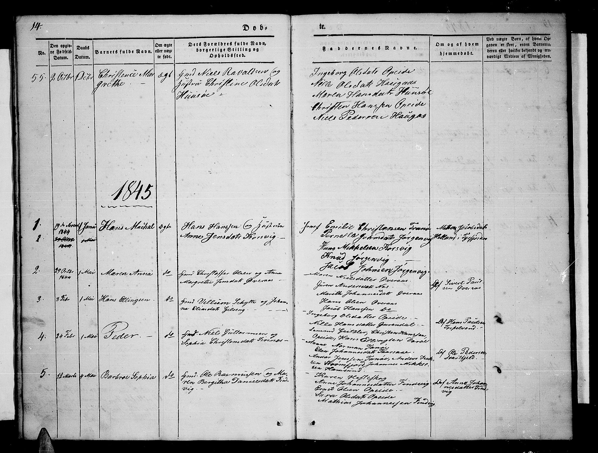 Ministerialprotokoller, klokkerbøker og fødselsregistre - Nordland, AV/SAT-A-1459/859/L0856: Klokkerbok nr. 859C02, 1843-1854, s. 14