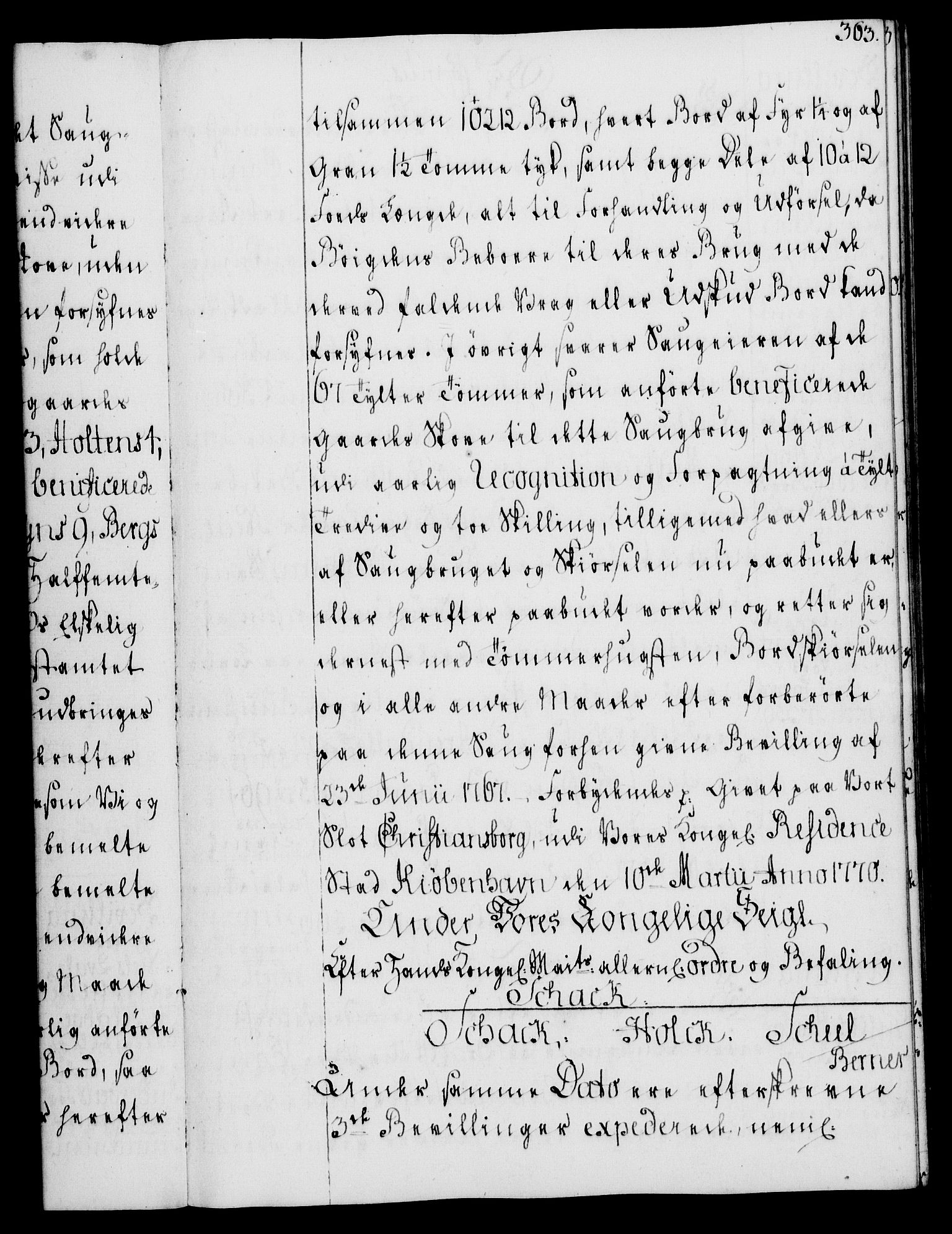 Rentekammeret, Kammerkanselliet, AV/RA-EA-3111/G/Gg/Gga/L0008: Norsk ekspedisjonsprotokoll med register (merket RK 53.8), 1768-1771, s. 363