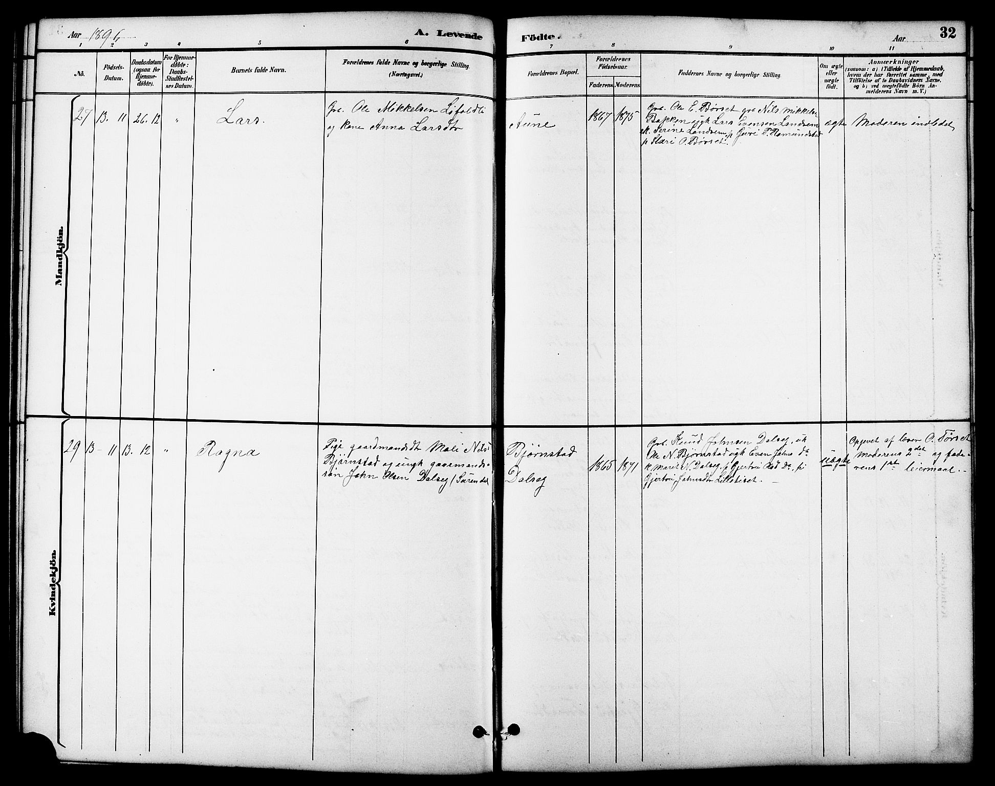 Ministerialprotokoller, klokkerbøker og fødselsregistre - Møre og Romsdal, SAT/A-1454/598/L1078: Klokkerbok nr. 598C03, 1892-1909, s. 32